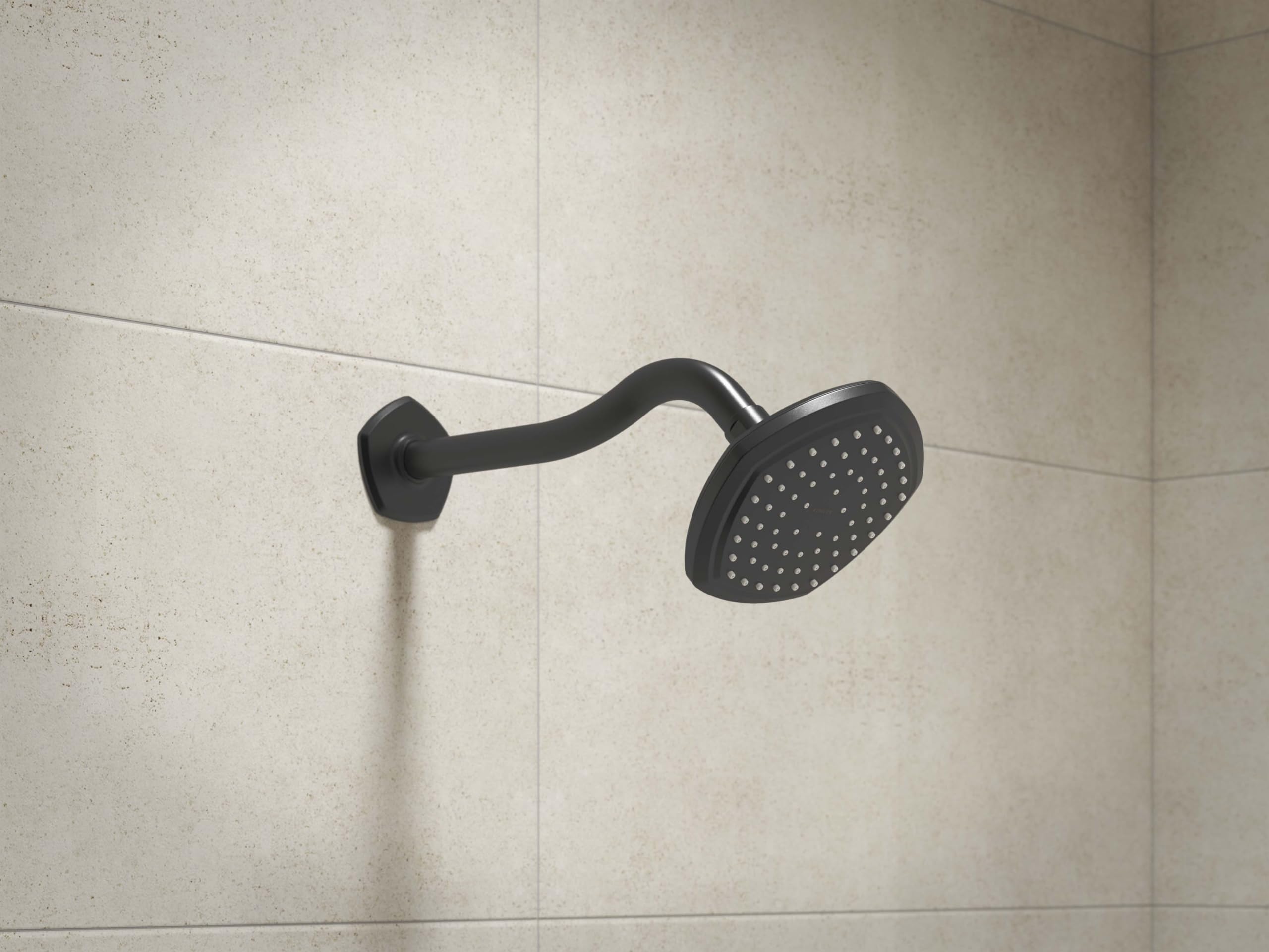 Kohler 27054-BL OCCASION Matte Black Shower Arm and Flange Set - Durable Bathroom Fixture for Modern Showers & Spa-Like Experience