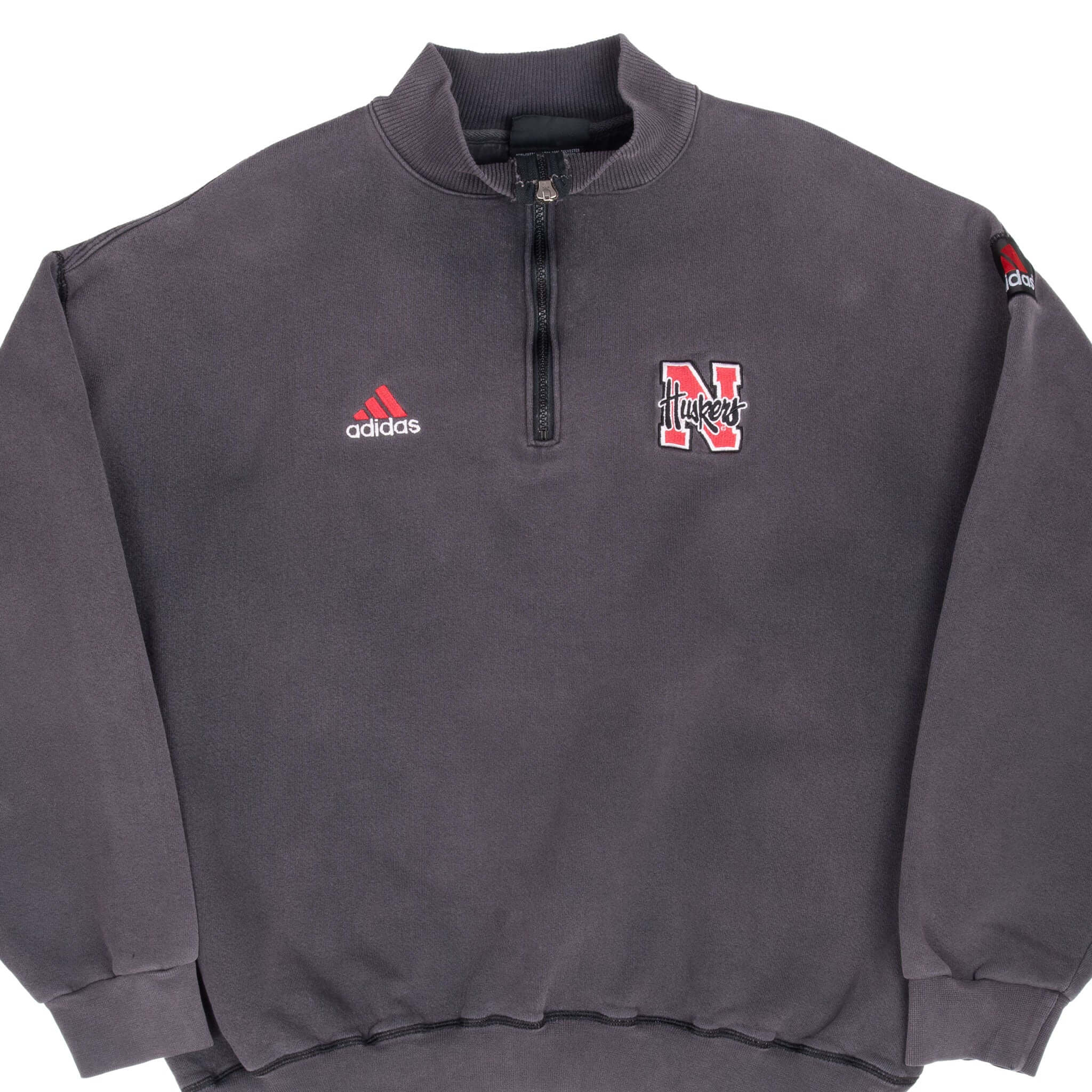 Vintage 1990s Adidas NCAA Nebraska Cornhuskers Quarter Zip Sweatshirt - Large Size - Perfect for Game Day, College Spirit & Retro Fashion