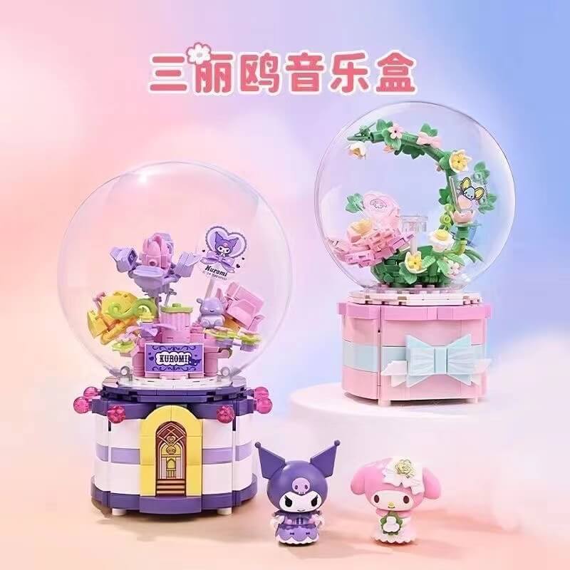 Keeppley Melody and Kuromi Music Box - Cute Sanrio Character DIY Building Blocks Toy with Rotating Music Mechanism - Perfect for Kids Gifts, Room Decor & Collectibles