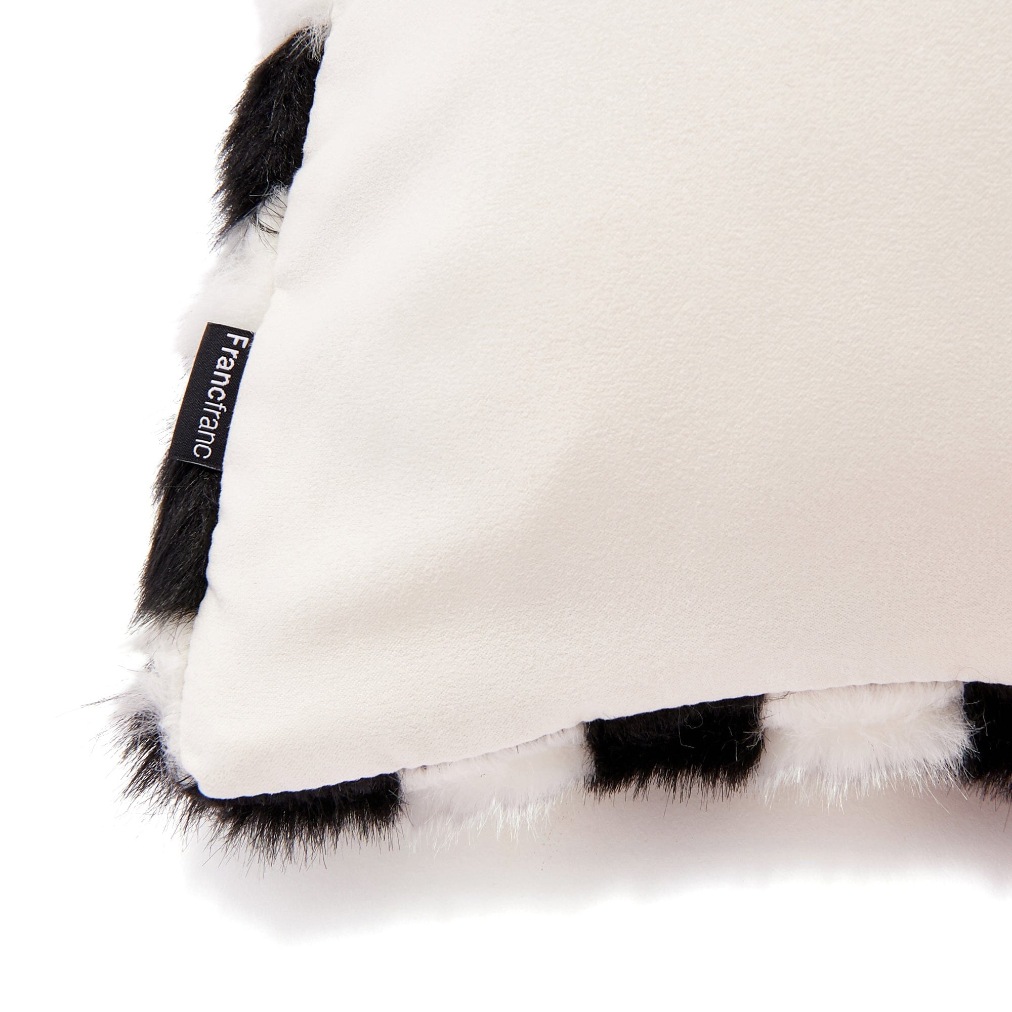 Premium 450x450 Fur AB Cushion Cover - Soft White & Black Reversible Pillow Case for Sofa, Bed, Chair - Cozy Home Decor & Living Room Accessories