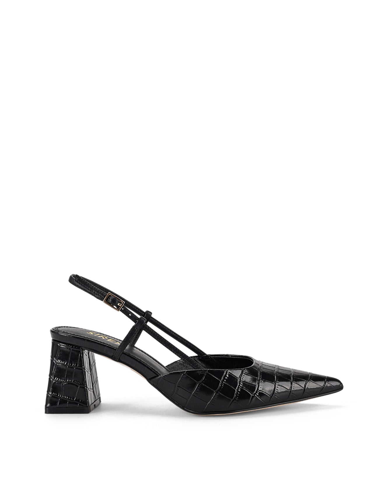 Yasmine Slingback Heels - Black Crocodile Leather Pumps for Women | Elegant Dress Shoes for Weddings, Parties & Office Wear