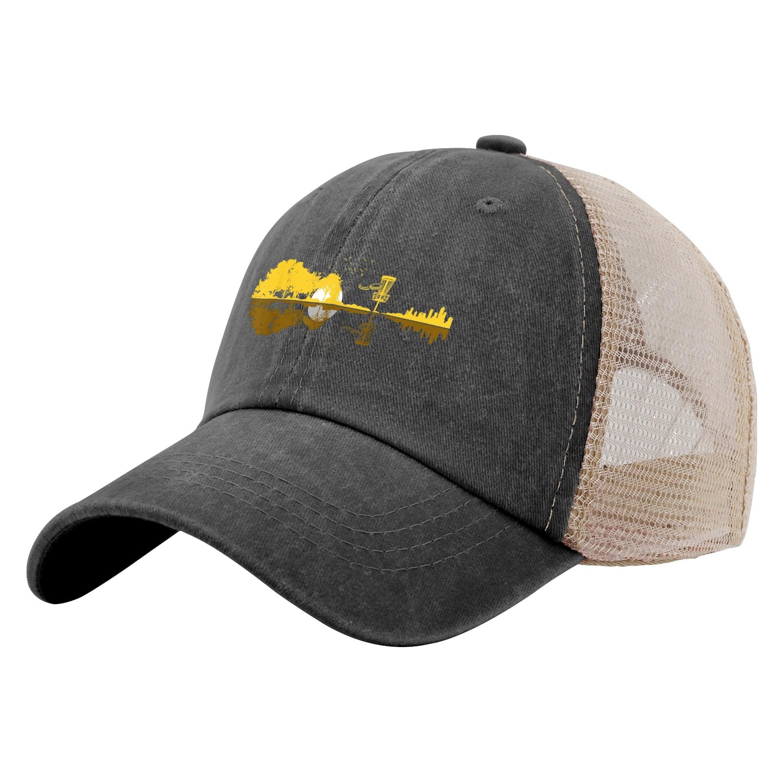 Funny Disc Golf Trucker Hat - Sunset Guitarist Design for Men - Perfect for Golfing, Fishing & Outdoor Activities - Great Gift for Dad & Golf Lovers