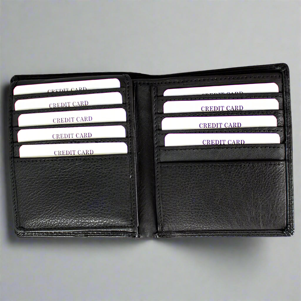 JBG International Men's Bifold Leather Wallet with Flip-Up Wing - RFID Blocking, Slim Design for Daily Use & Travel