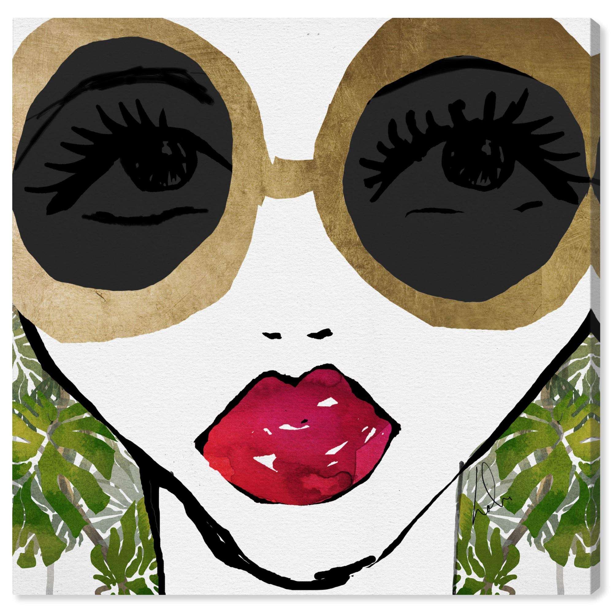 Wynwood Studio Fashion & Glam Wall Art Canvas Print 'Ready for The Jungle' - 20x20 Inches Gold & Green Home Decor - Perfect for Living Room, Bedroom & Office Wall Decoration