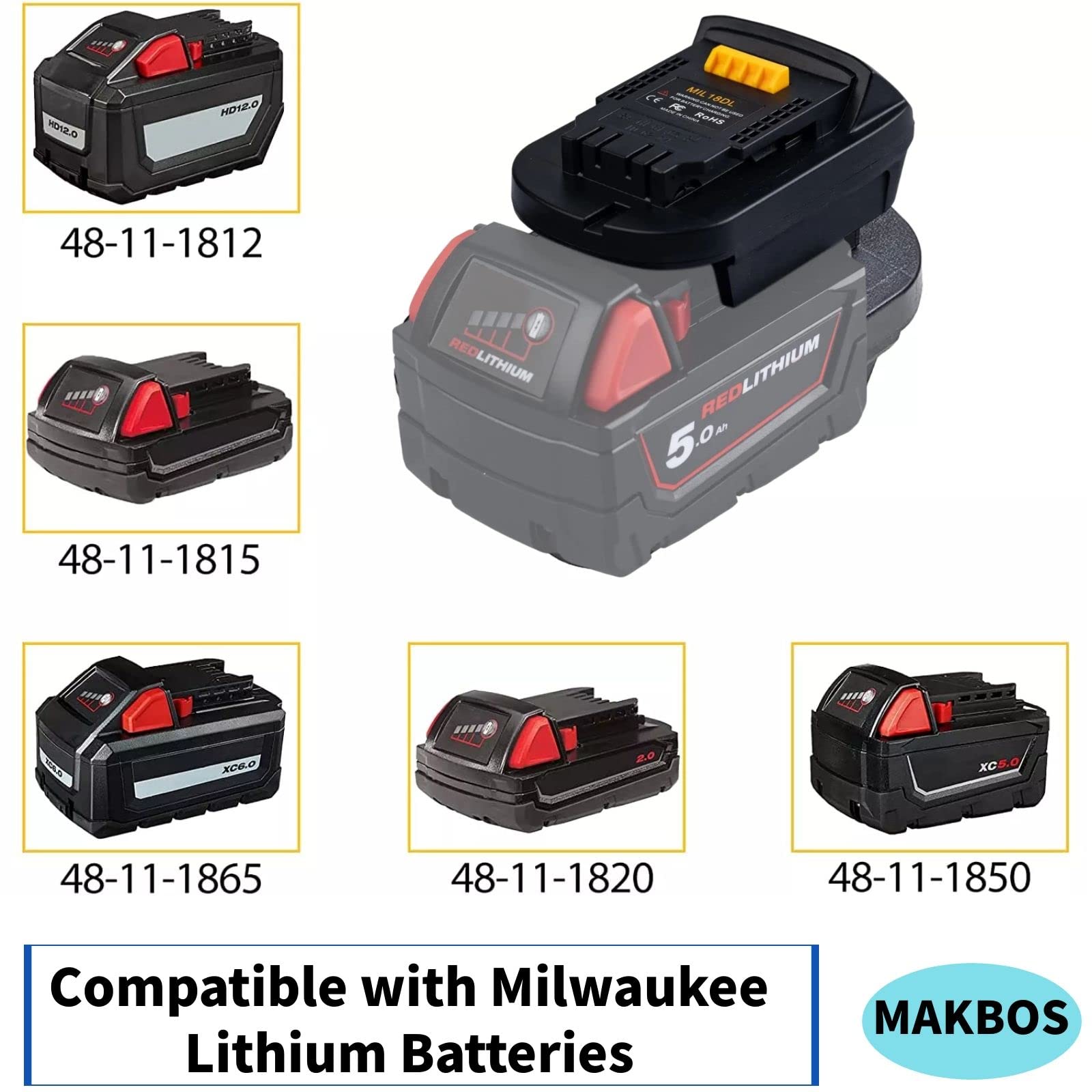 Milwaukee 18V to Dewalt 20V Battery Adapter Converter - M18 to 20V Power Tool Lithium Battery Adaptor for Drills, Saws & Other Cordless Tools