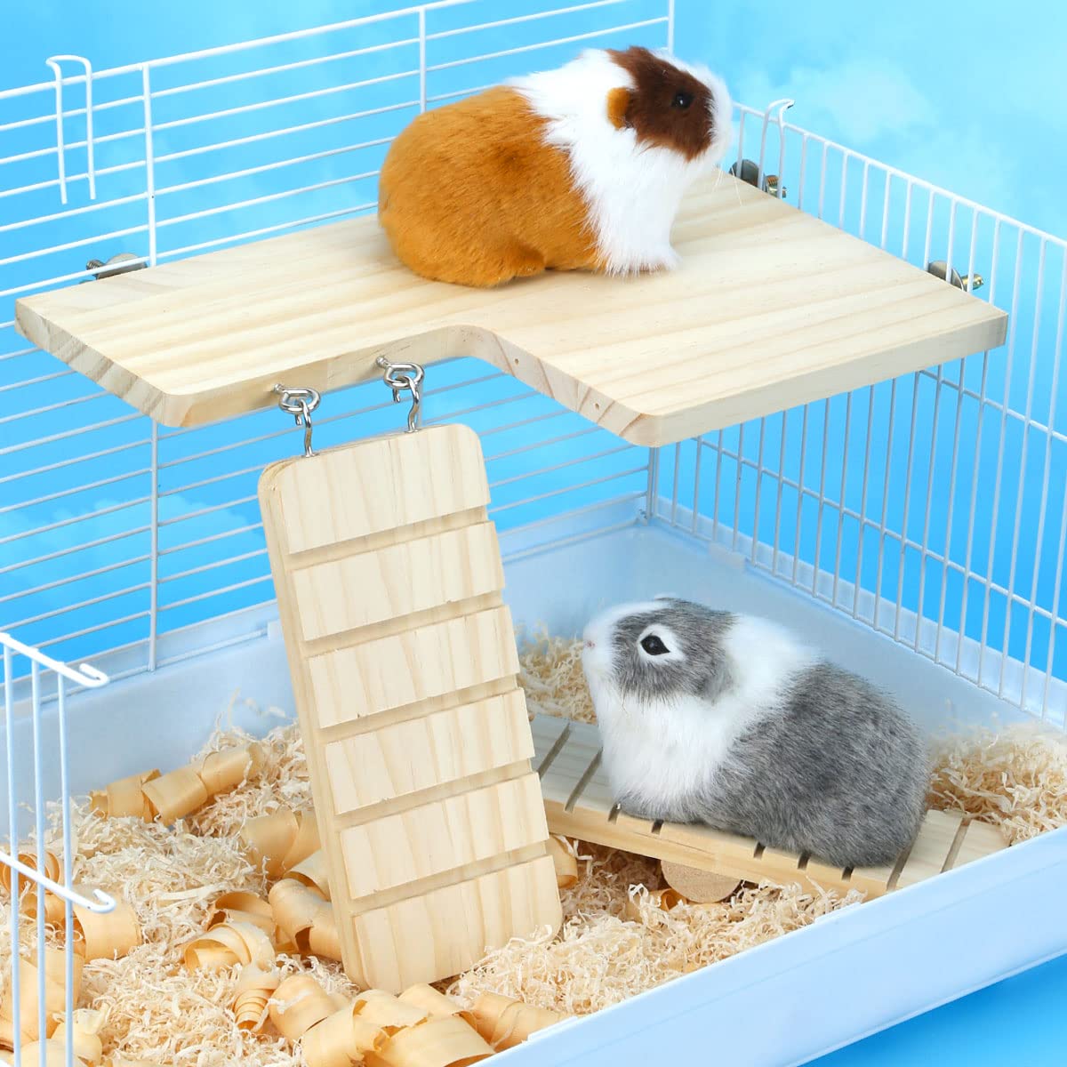 **Chinchilla Cage Accessories with Ladder - Hamster & Guinea Pig Climbing Toys, Small Animal Seesaw for Gerbils - Perfect for Playtime & Exercise in Pet Cages**