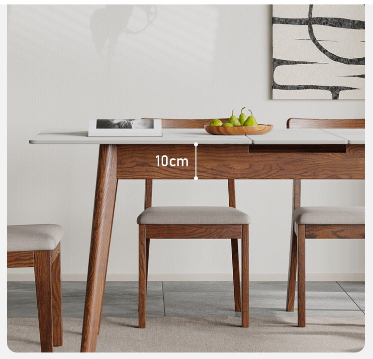 Solid Oak Wood Extendable Dining Table - Expandable Farmhouse Table for Kitchen, Dining Room & Small Spaces | Rustic Home Decor & Space-Saving Solution