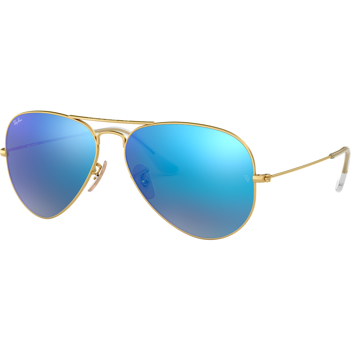 Aviator M Sunglasses Matte Gold Frame with Mirror Blue Lenses - Stylish UV Protection for Driving, Outdoor Sports & Fashion