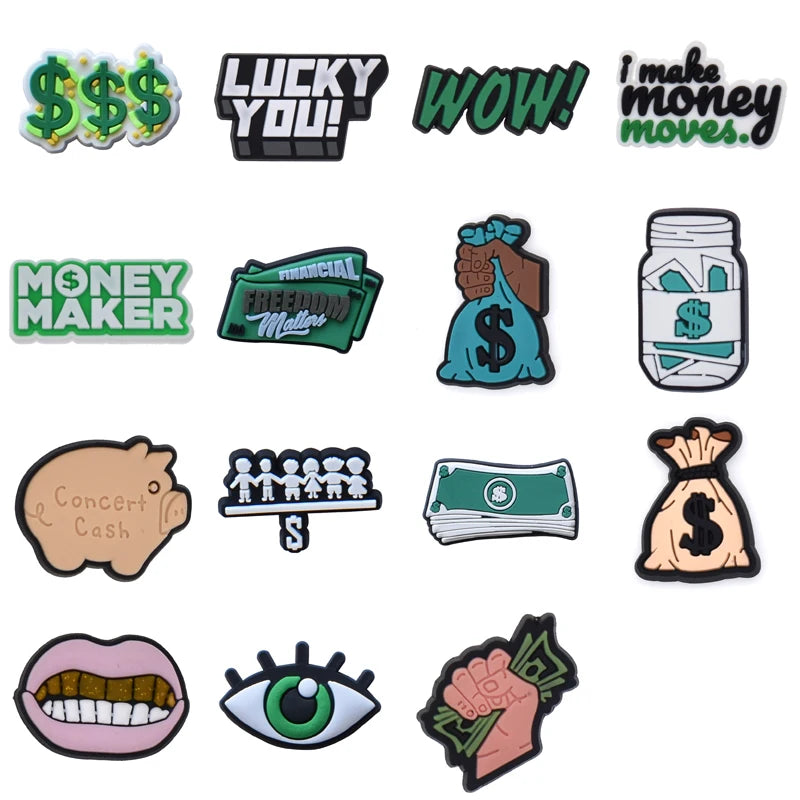 Money Maker Shoe Charms for Crocs - Fashionable Decorations for Women, Men & Kids - Perfect for Sandals, Clogs, Jeans & Shoes - Fun Accessories for Everyday Wear & Special Occasions