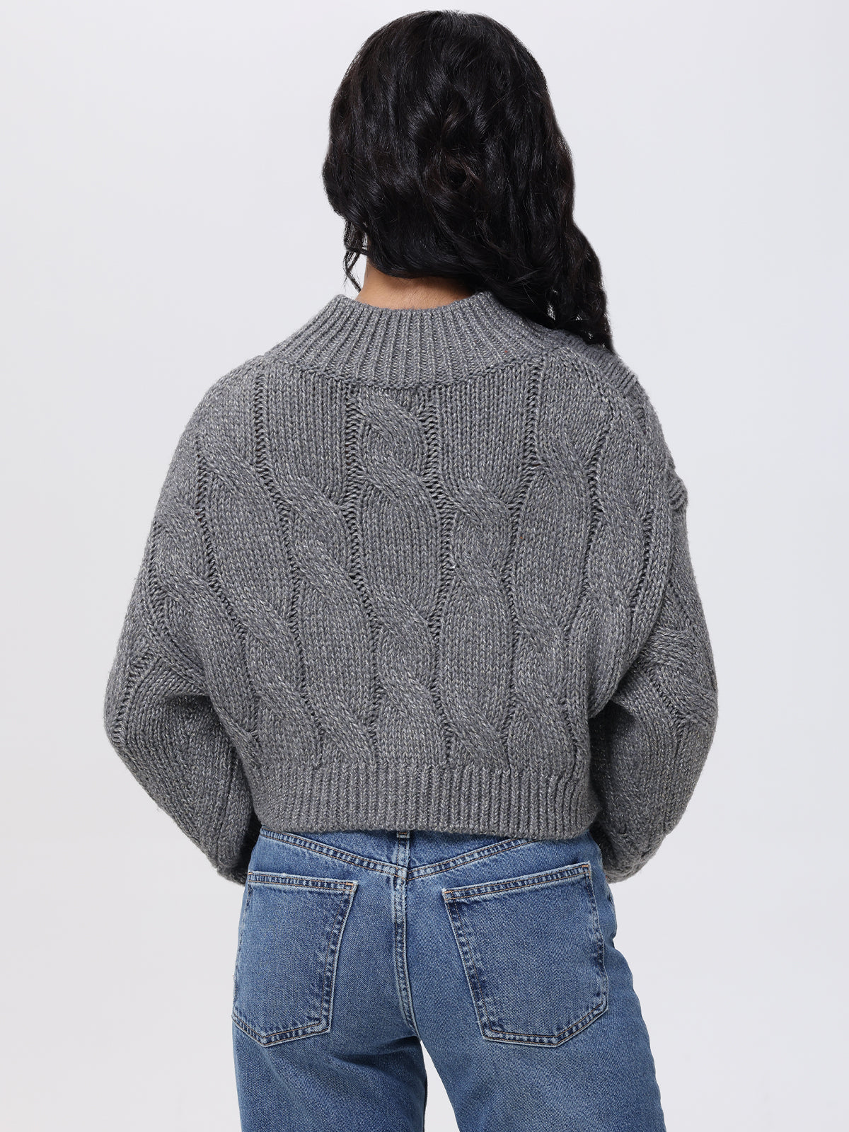 Lola Metallic Cable Knit Crop Sweater - Women's Fashion Winter Pullover for Holiday Parties & Date Nights