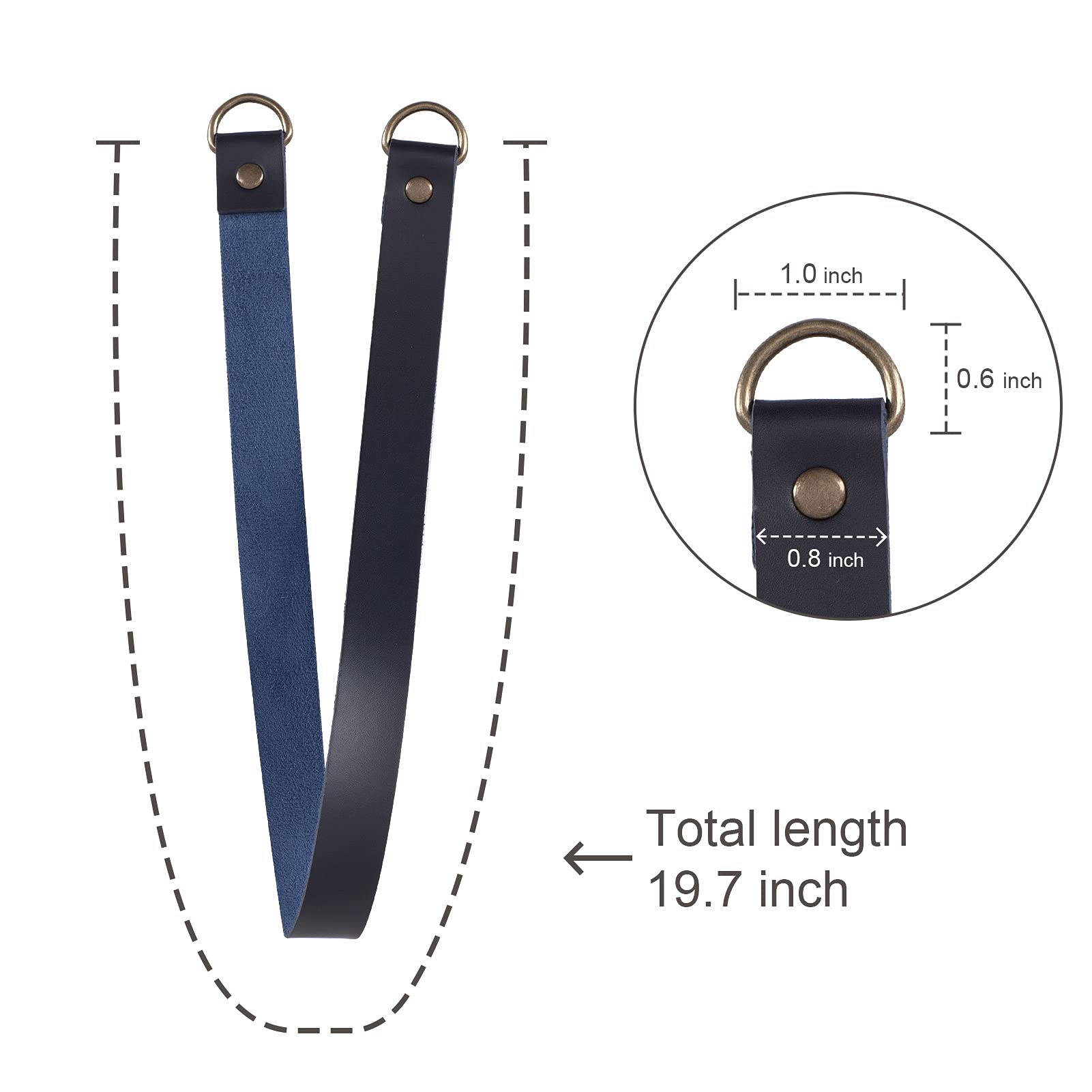 Leather Curtain Tie Backs - Set of 2 Navy Blue for Home & Outdoor Drapes