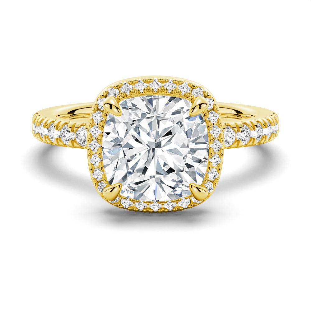 Exquisite Cushion Cut Halo Moissanite Engagement Ring for Women - Sparkling Wedding & Proposal Jewelry Gift (Perfect for Anniversaries, Valentine's Day & Special Occasions)