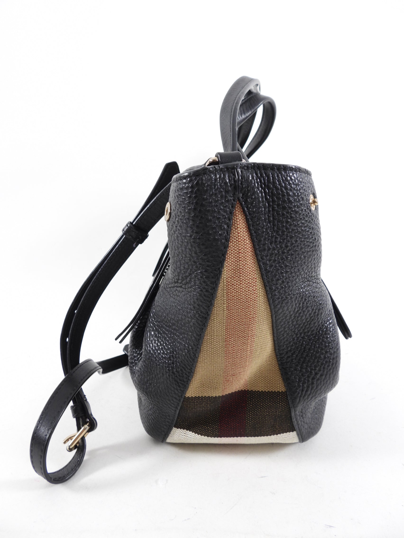 Burberry Black Grained Leather and Check Fabric Maidstone 2-Way Shoulder Bag for Women | Luxury Designer Handbag for Work, Travel & Everyday Use
