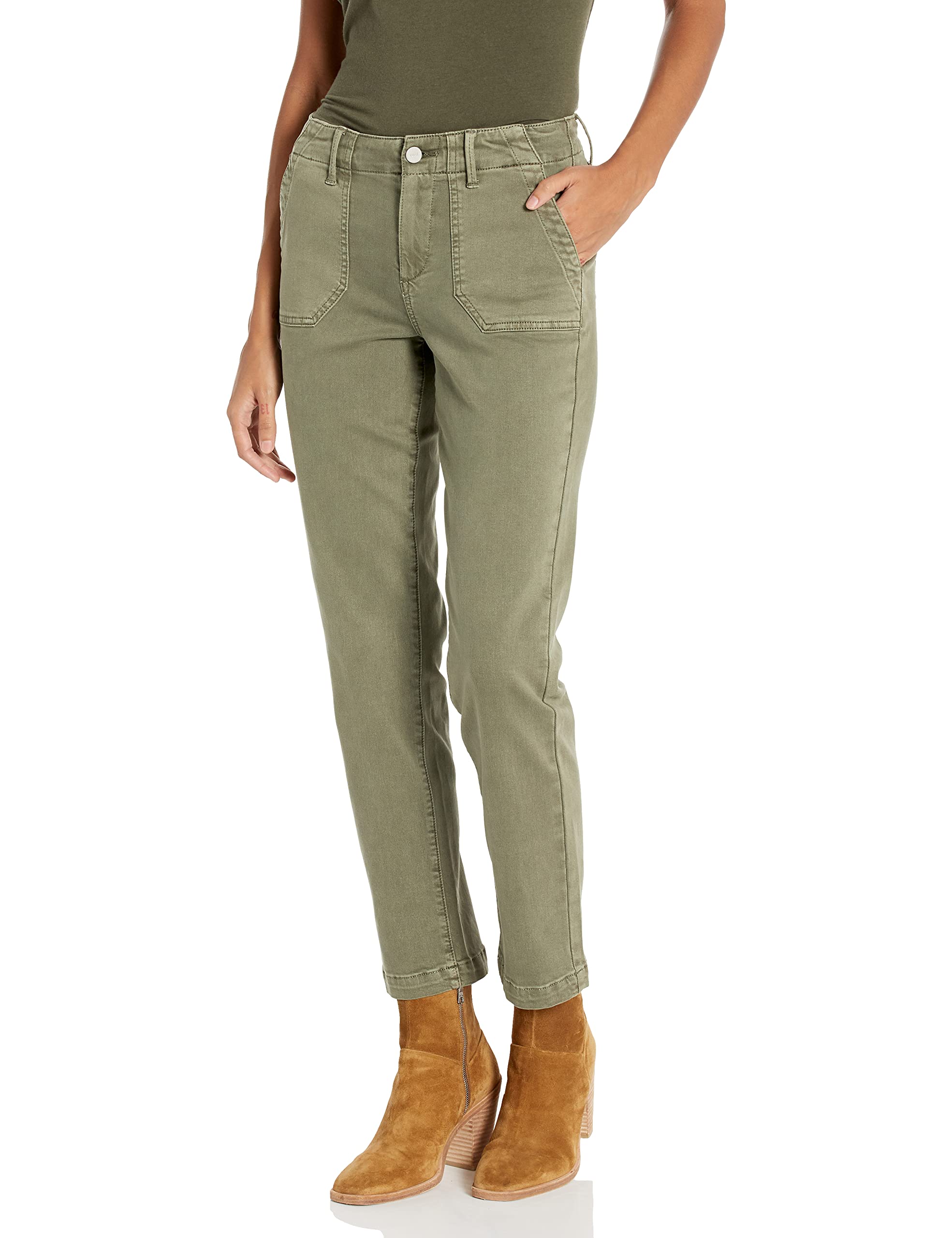 PAIGE Women's Mayslie Straight Ankle Pants - Slim Fit Stretch Denim Jeans for Work & Casual Wear | Comfortable Office Pants & Everyday Outfits
