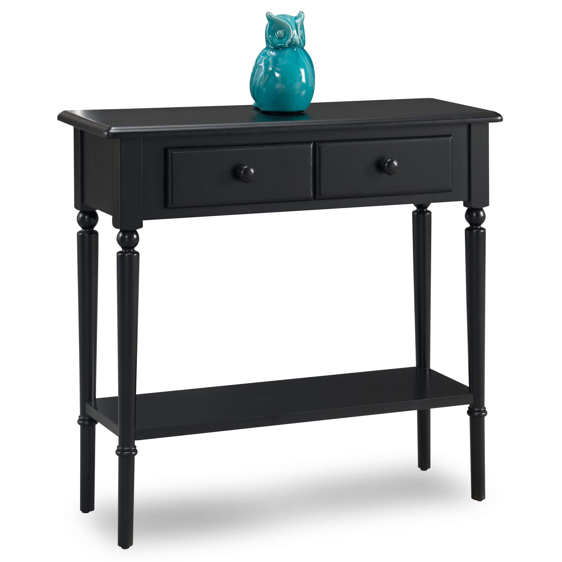 Leick Home Coastal Solid Wood Hall Console Table with Drawer Storage - Swan Black | Entryway Table, Living Room Sofa Table & Small Space Furniture | Perfect for Foyers, Hallways & Apartment Decor