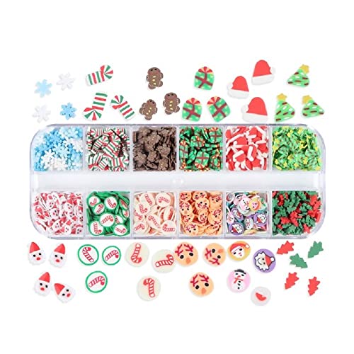 Christmas Nail Art Flakes - 12pcs Acrylic Polymer Clay Gingerbread Man Charms for Nail Decoration | DIY Manicure Accessories Set | Perfect for Holiday Nail Designs, Christmas Parties & Gift Giving