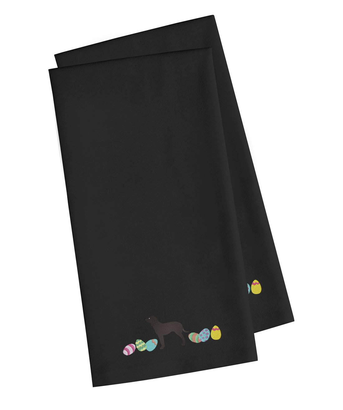 American Water Spaniel Easter Black Embroidered Hand Towel Set of 2 - 19x25 Inch Decorative Bathroom Towels for Guest, Face, Kitchen & Dish Drying - Perfect for Easter Decor, Spring Home Accents & Pet Lover Gifts