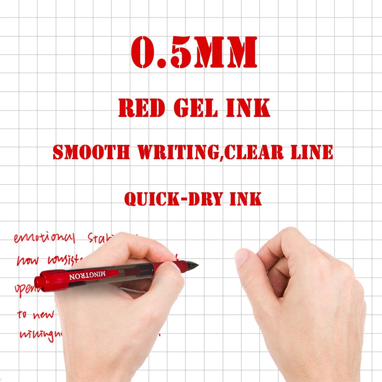 30 Pack Fine Point Red Gel Pens - 0.5mm No Smear Ink, Smooth Writing Retractable Rollerball Click Pens for Left & Right Handed Users - Perfect for Office, School, Journaling & Note Taking