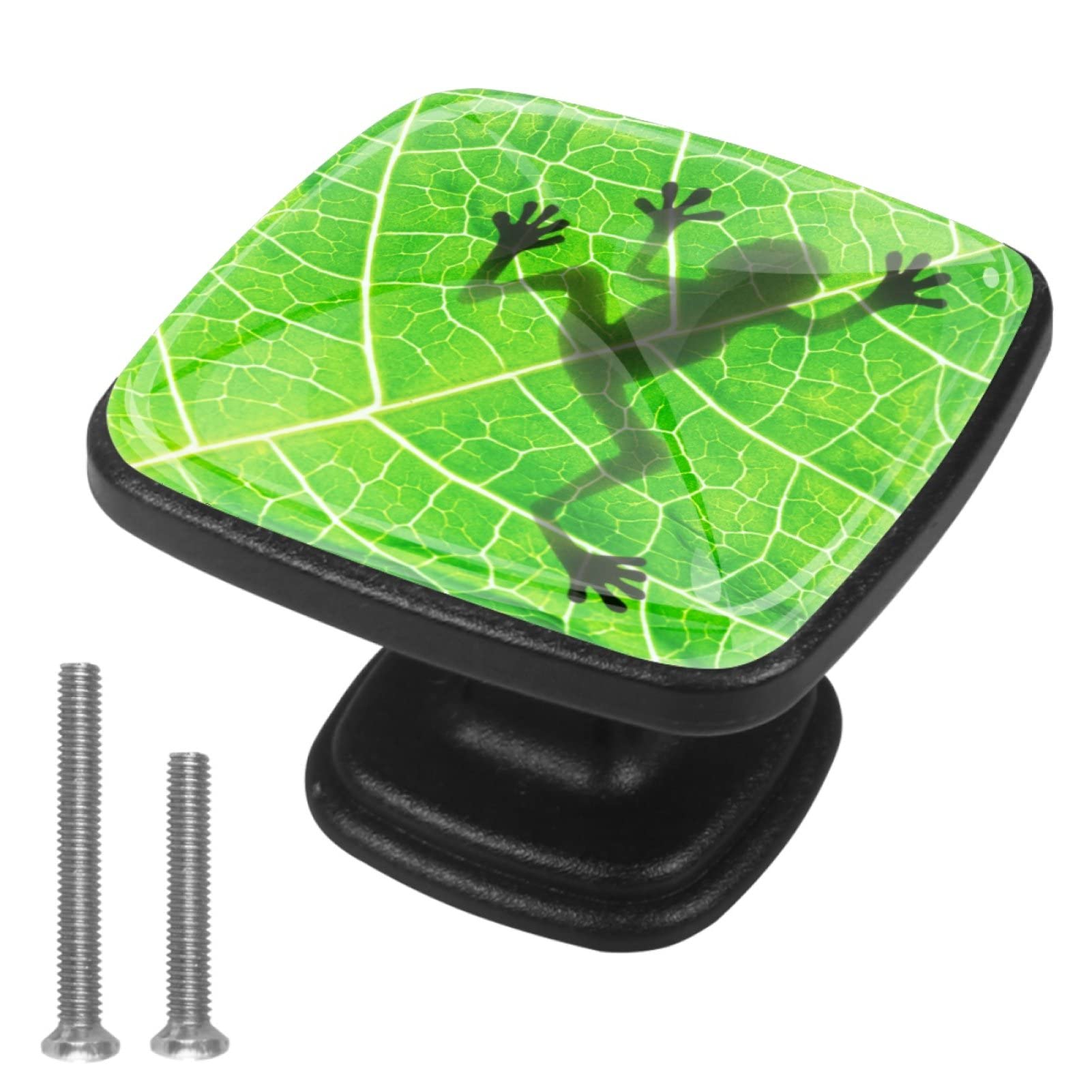 Square Cabinet Knobs Frog Shadow - Pack of 4 | Kitchen & Cupboard Drawer Pulls | Durable Cabinet Hardware for Modern Home Decor