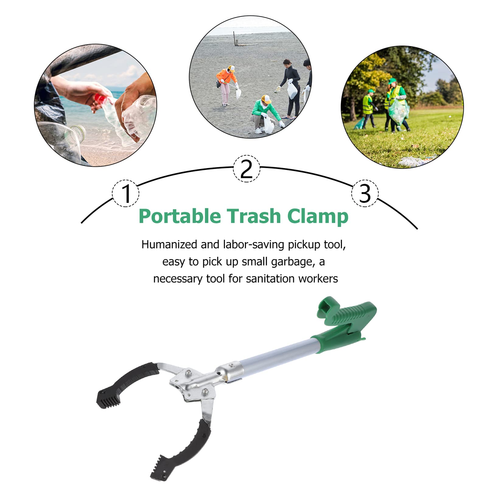 40cm Reacher Grabber Tool for Trash Pickup - Lightweight & Portable Litter Picker with Comfort Grip, Ideal for Elderly & Disabled - Perfect for Gardening, Home Cleaning & Outdoor Activities