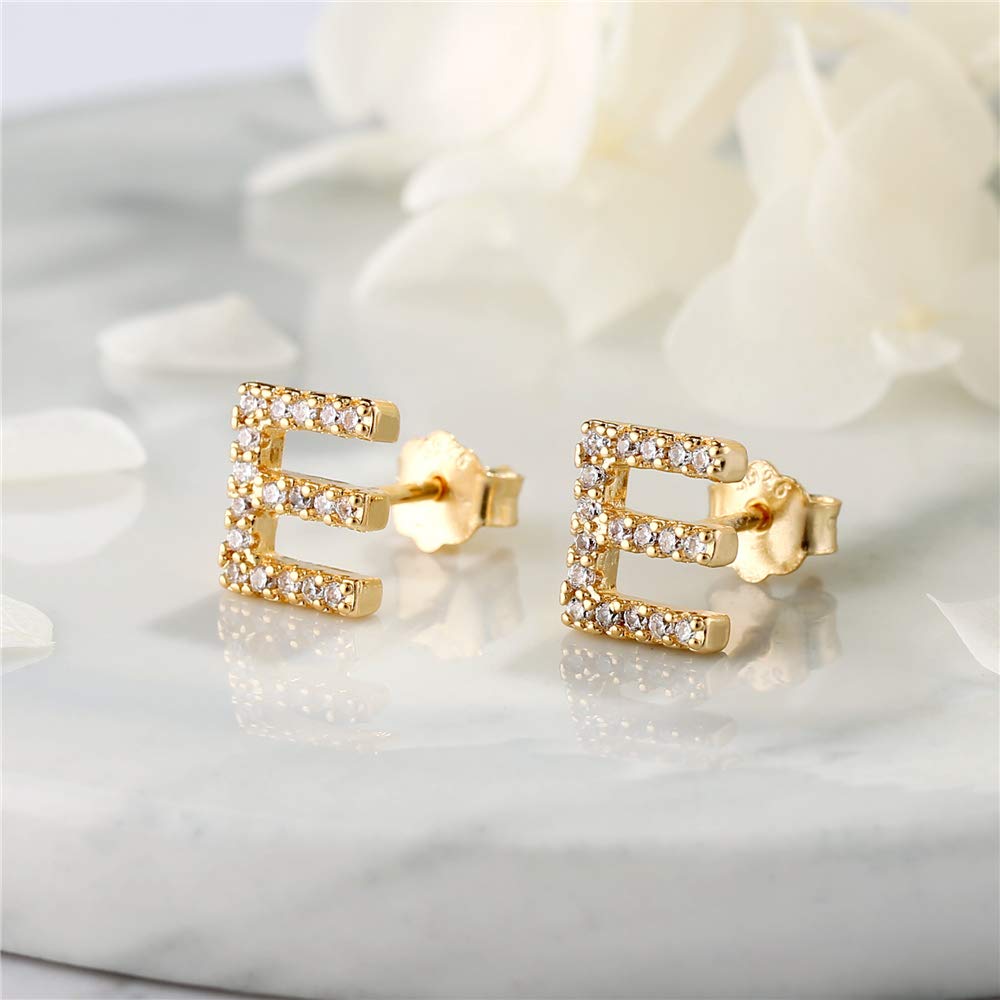 MONOOC Initial Stud Earrings for Women & Girls - Hypoallergenic S925 Sterling Silver Cubic Zirconia Letter Earrings | Perfect Birthday Gifts, Everyday Wear & Special Occasion Jewelry for Kids, Teens and Adults