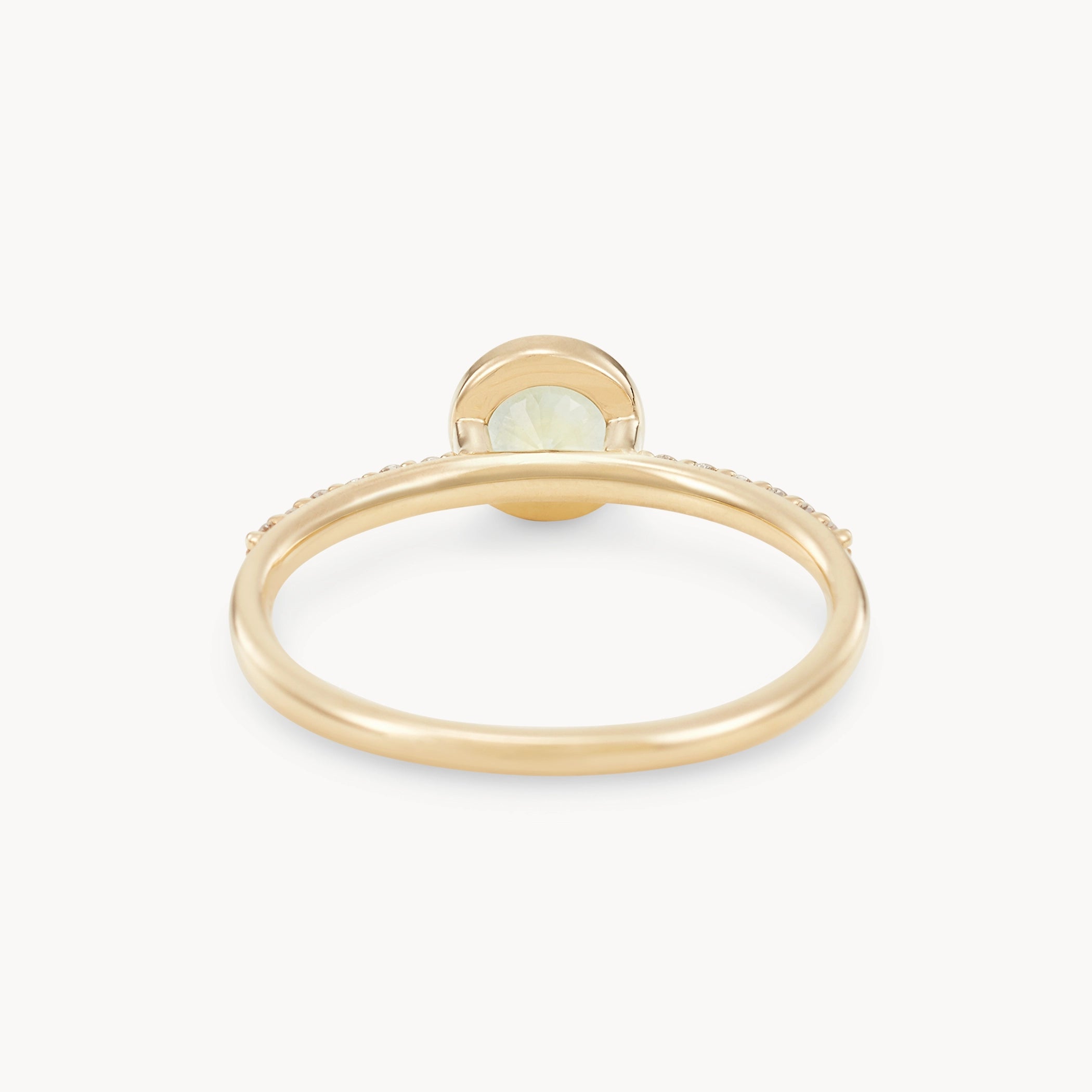 14K Yellow Gold Round Sapphire Moonglow Ring – Unique Handcrafted Jewelry for Women, Perfect for Weddings, Parties & Special Occasions