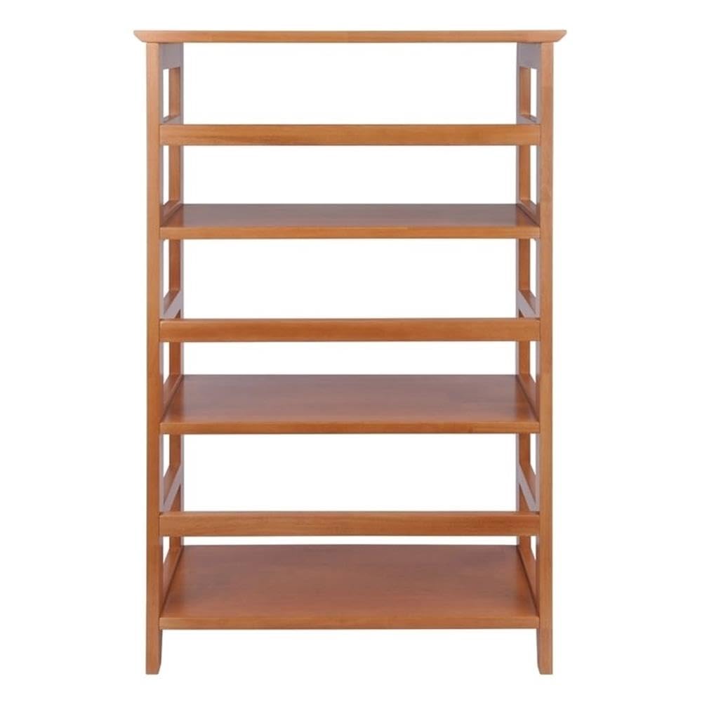 Pemberly Row 3-Tier Solid Wood Bookshelf - Honey Brown Finish Transitional Style Bookcase for Living Room, Bedroom & Office Storage