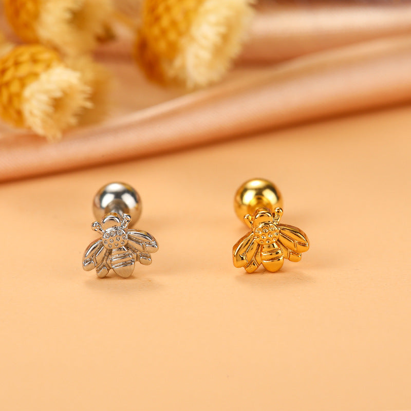 16G Tiny Bumble Bee Stud Earrings - Heart Conch Helix Cartilage Studs with Ball Back - Hypoallergenic Stainless Steel Jewelry for Women | Perfect for Everyday Wear, Gifts & Piercing Healing