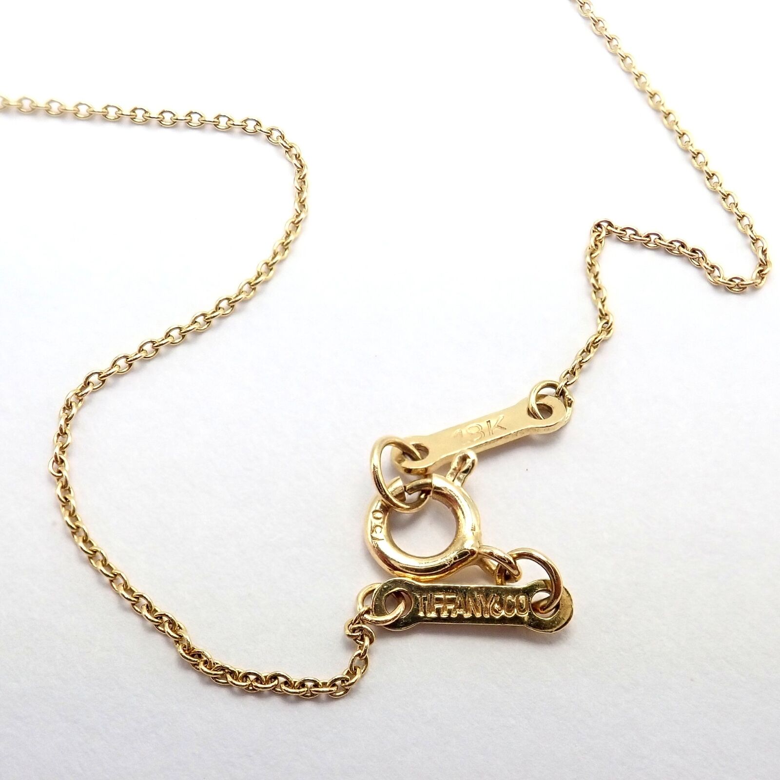 Tiffany & Co Peretti 18k Yellow Gold Madonna Pendant Necklace with Sweet Mini Chain - Elegant Jewelry Gift for Women, Perfect for Weddings, Anniversaries & Special Occasions