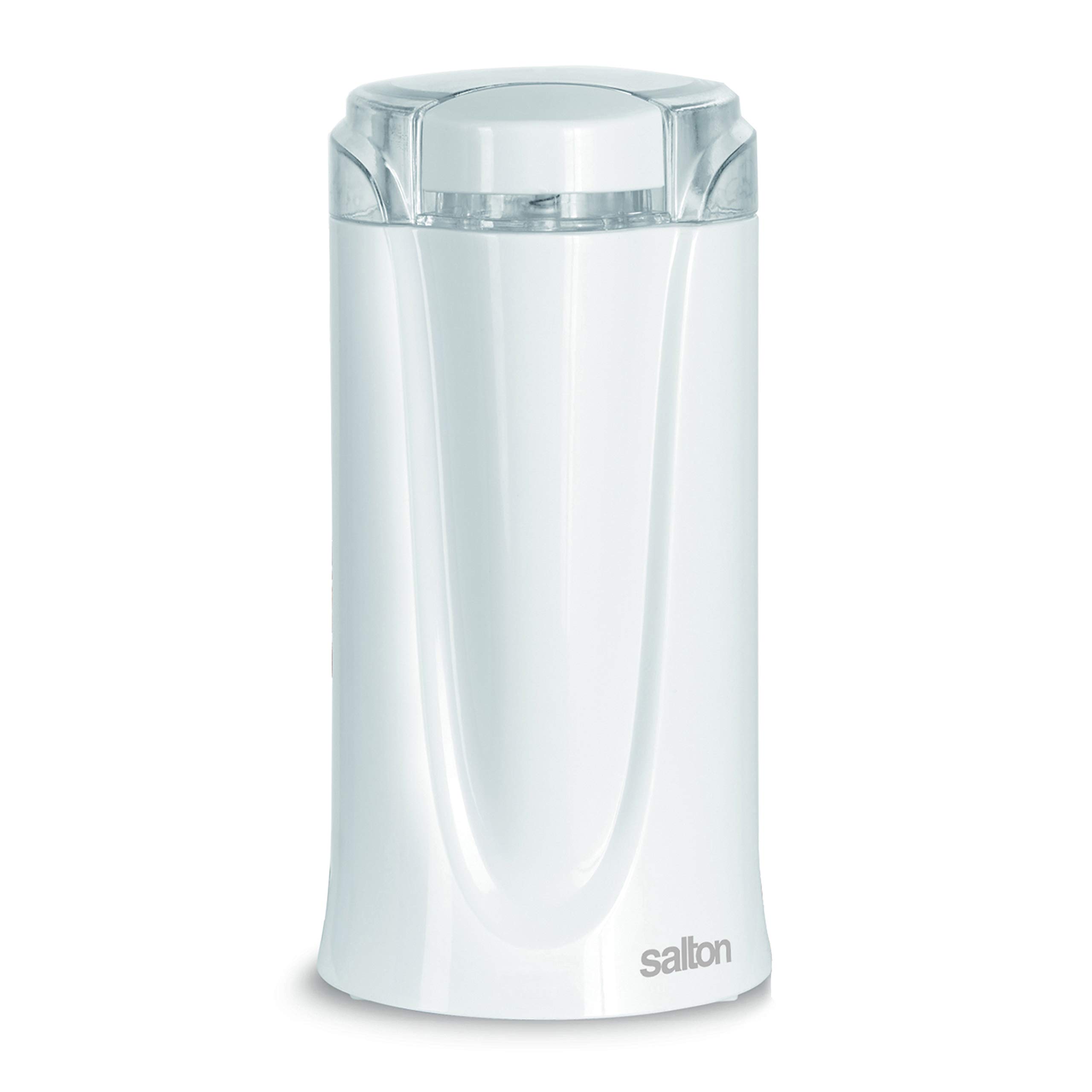 Premium Salton Electric Coffee Grinder for Beans, Spices & Herbs - White | Perfect for Home Kitchens & Coffee Shops