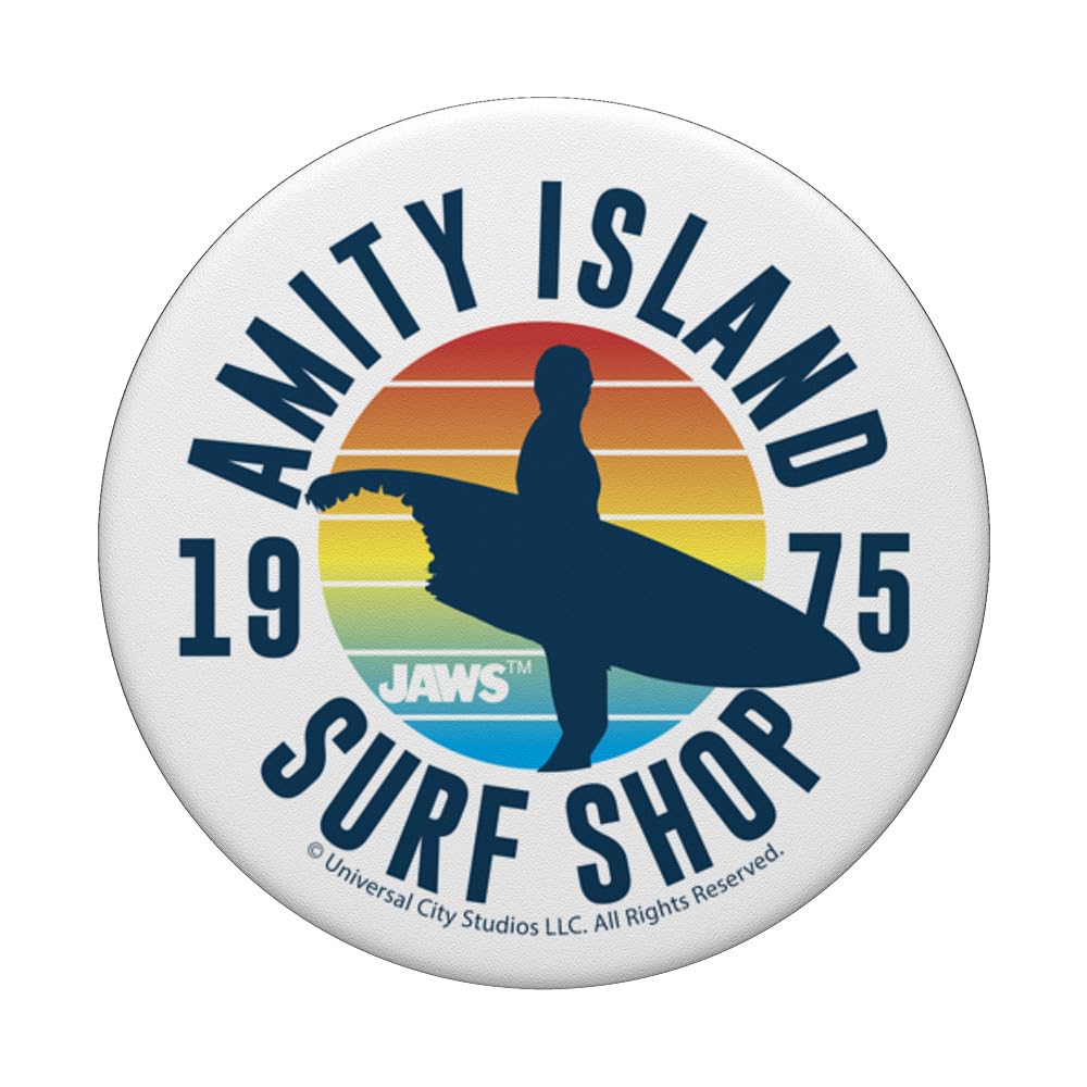 Jaws 1975 Amity Island Text PopSockets Standard PopGrip - Swappable Phone Grip & Stand for iPhone, Samsung & Smartphones - Perfect for Movie Fans, Beach Days & Shark Week