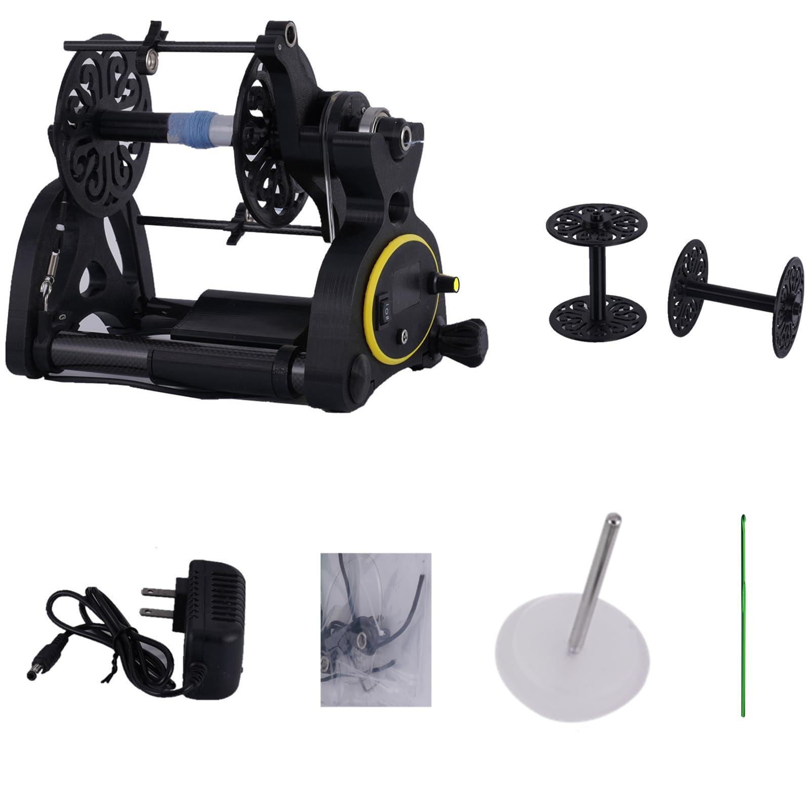 Electric Spinning Wheel for Wool & Yarn - Digital Fiber Spinner with Winding Reel & 3 Large Spools, 12V DC Motor - Perfect for Hand Spinning, Knitting, Crochet & DIY Craft Projects
