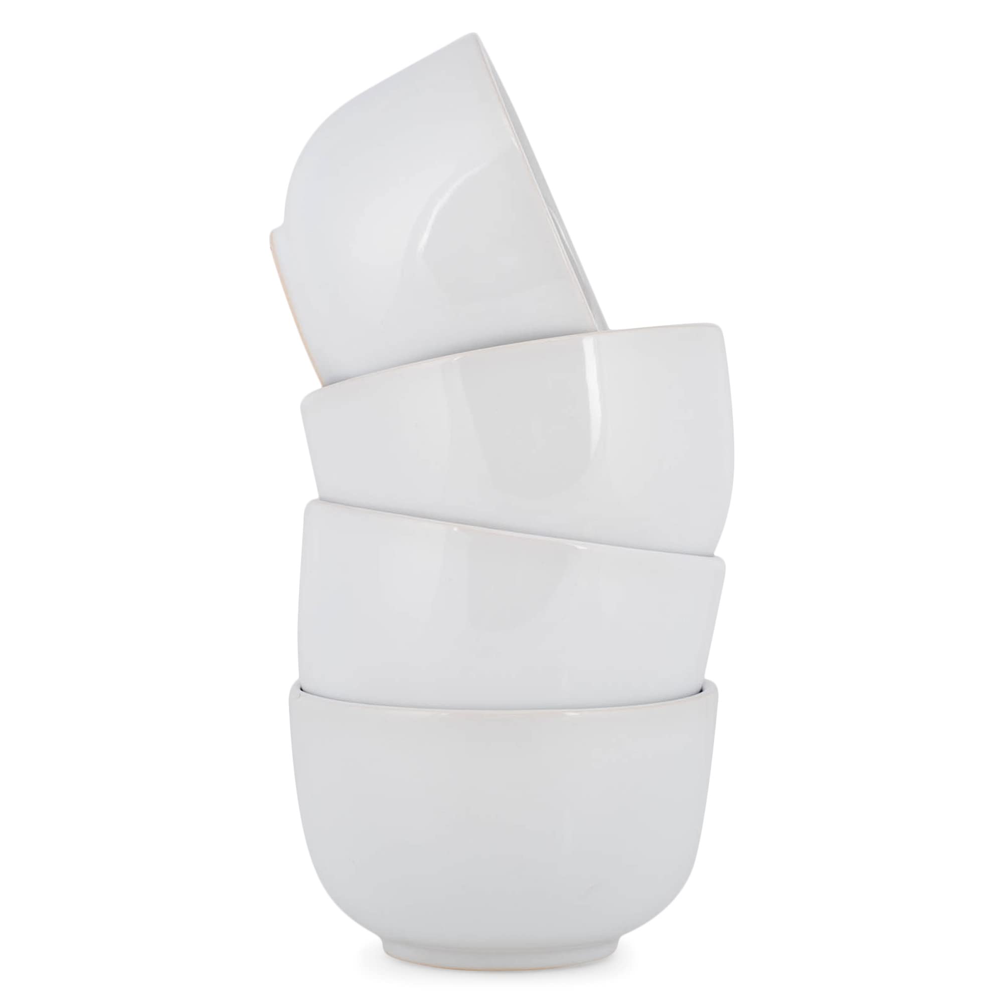 Elanze Designs 4-Inch Small Ceramic Dessert Bowls Set of 4 - Glossy White Bistro-Style Bowls for Ice Cream, Candy, Snacks & Treats | Perfect for Home, Party, Restaurant & Daily Use