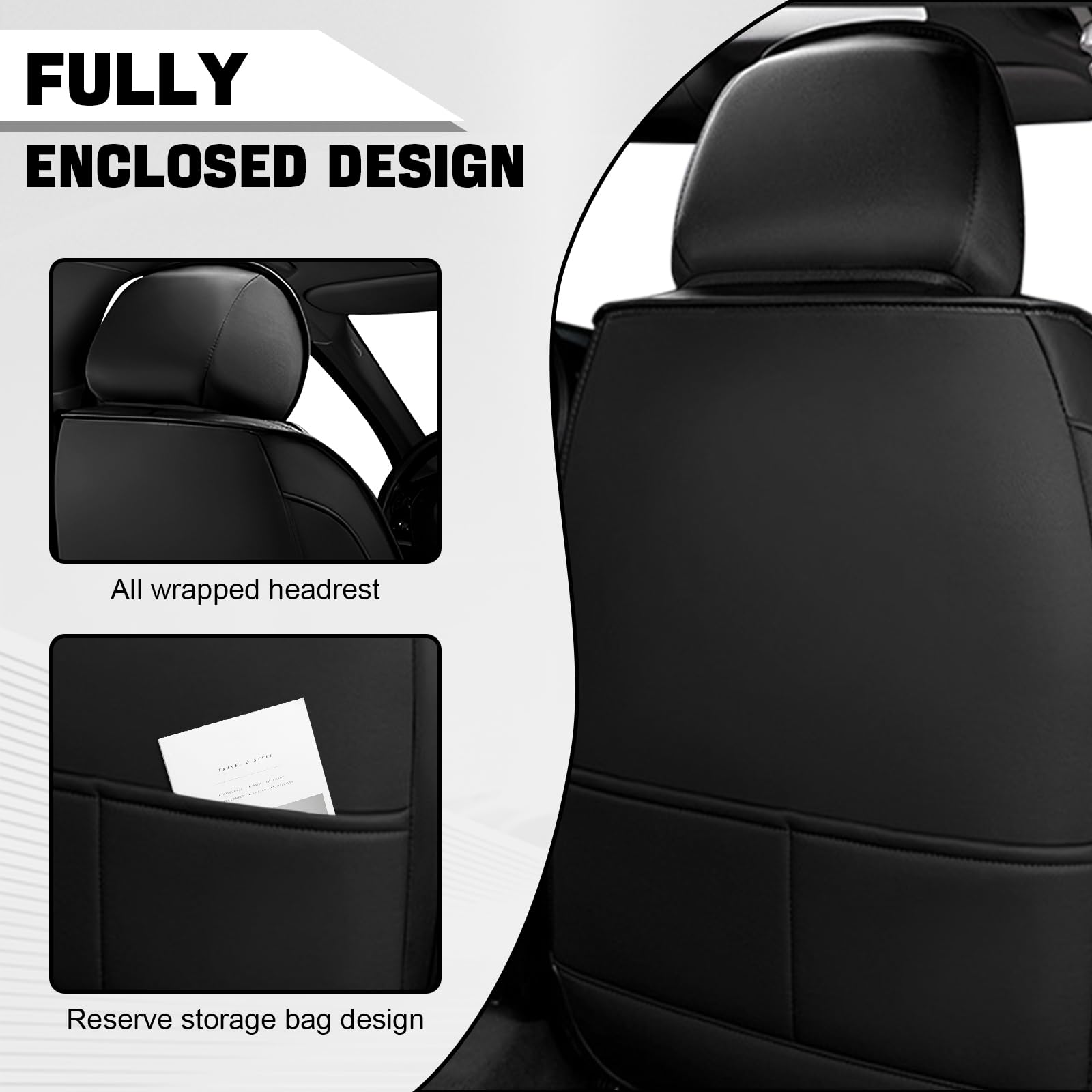 Premium Non-Slip Waterproof Car Seat Covers for Toyota Highlander 2001-2024 - Nappa Leather Driver & Passenger Seat Protectors (Black, 2-Piece Set) - Perfect for Road Trips, Daily Commutes & Pet Protection