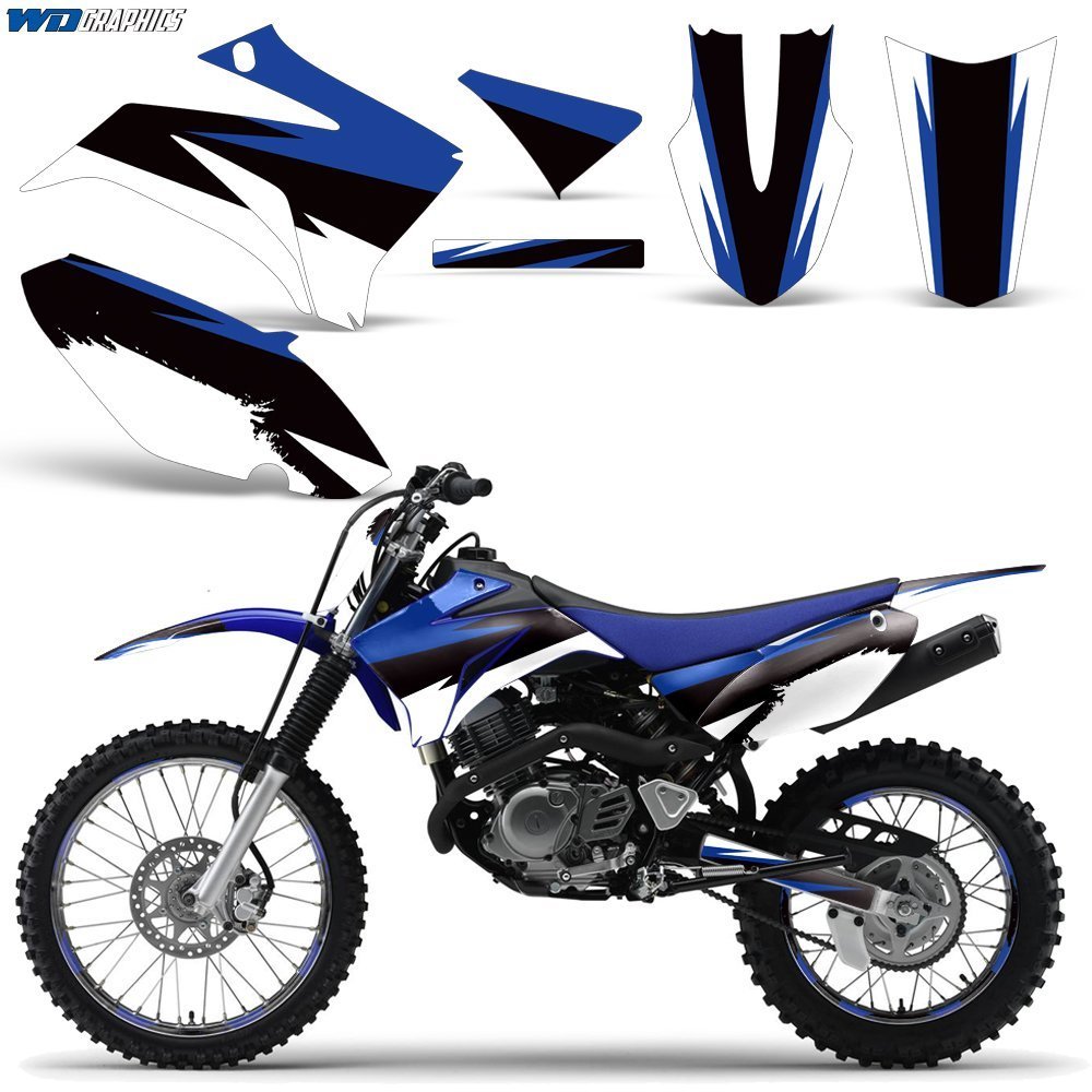 MX Dirt Bike Graphics Kit Sticker Decal with Rim Trim & Number Plates - Compatible with Yamaha TTR 125 (2008-2018) - Midnight Race Design - Off-Road Motocross Customization for Racing & Trail Riding