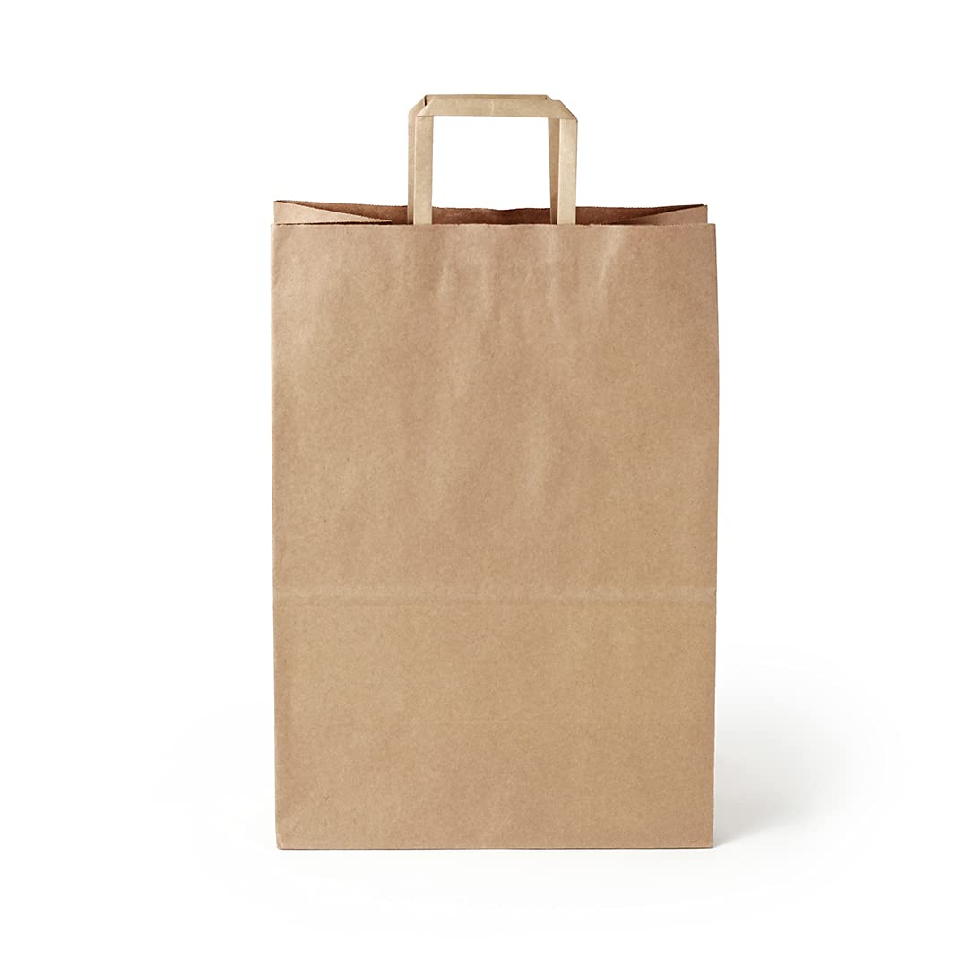Eco-Friendly 12x7x17 Inch Kraft Paper Shopping Bags - 100 Pack Durable Brown Retail Bags with Handles for Groceries, Gifts & Merchandise | Perfect for Stores, Restaurants & Sustainable Packaging