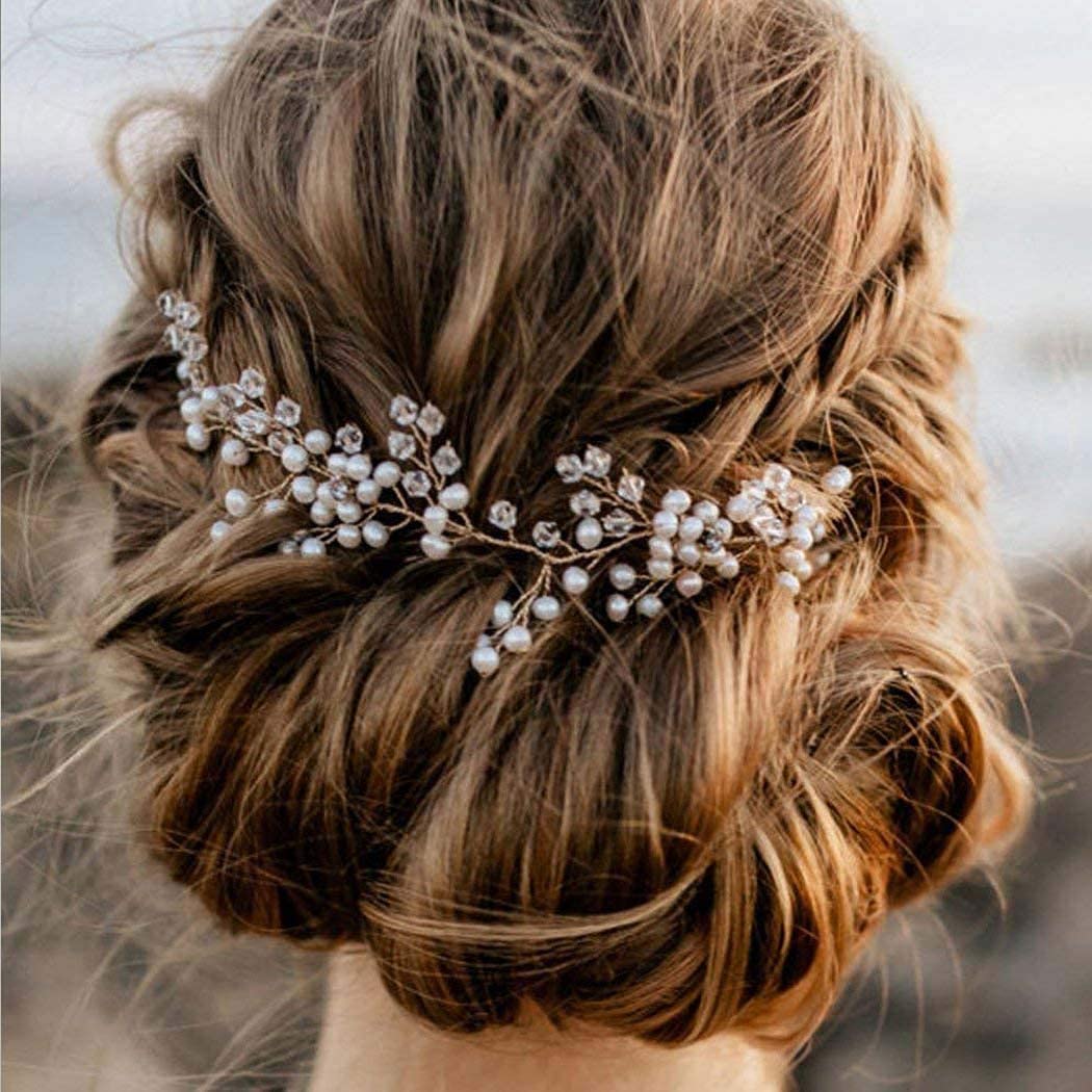 Bridal Pearl Hair Vine - Silver Flower Wedding Hairpiece for Women - Perfect for Brides & Formal Events