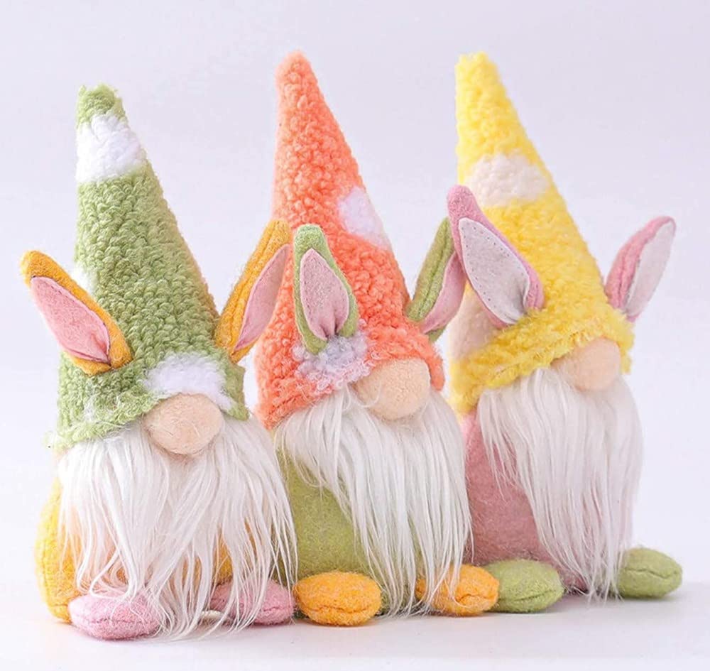 Handmade Easter Gnome Plush Doll Decorations - 3PC Set, Cute Spring Gnomes for Home Indoor Decor, Perfect Easter Gifts for Kids, Women & Men | Ideal for Easter Tree Decor, Mantel Displays & Spring Party Decorations