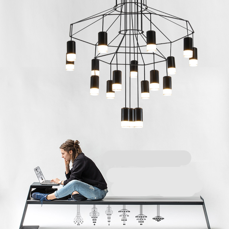 Wireflow LED Chandelier - Modern Crystal Ceiling Light Fixture for Dining Room & Living Room | Energy Efficient Dimmable Lighting for Home Decor & Interior Design