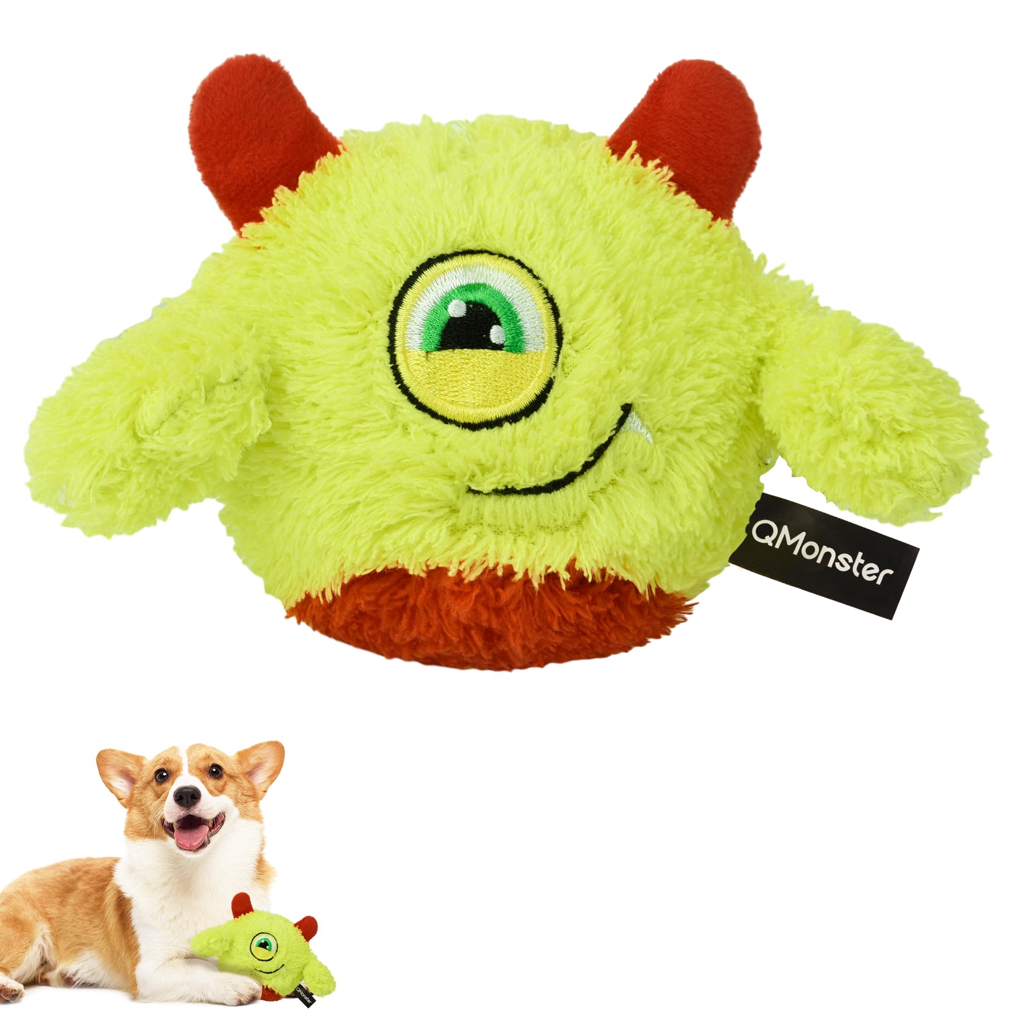 QMonster Squeaky Dog Toys - Spiky Ball & Plush Interactive Chew Toys with Squeaker for Puppies, Small & Medium Dogs - Perfect for Fetch, Training & Playtime Fun