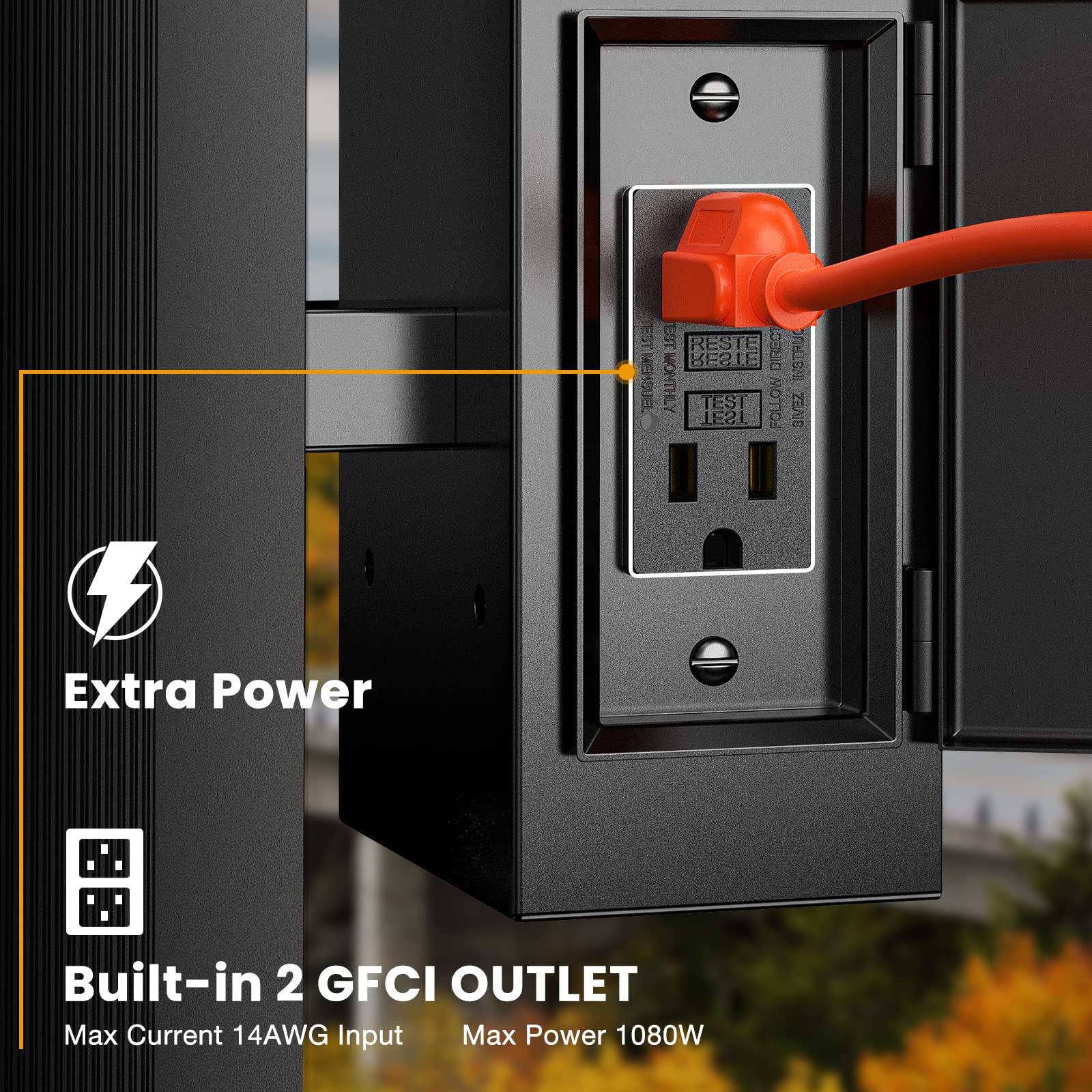 **Outdoor Porch Lights with GFCI Outlet - Dusk to Dawn Waterproof Wall Light Fixture for Front Door, Patio, Garage & Hallway - Perfect for Home Security & Nighttime Illumination**