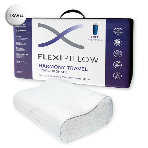 Flexi Pillow Harmony Memory Foam Travel Neck Pillow - Perfect for Airplane, Car & Office Comfort