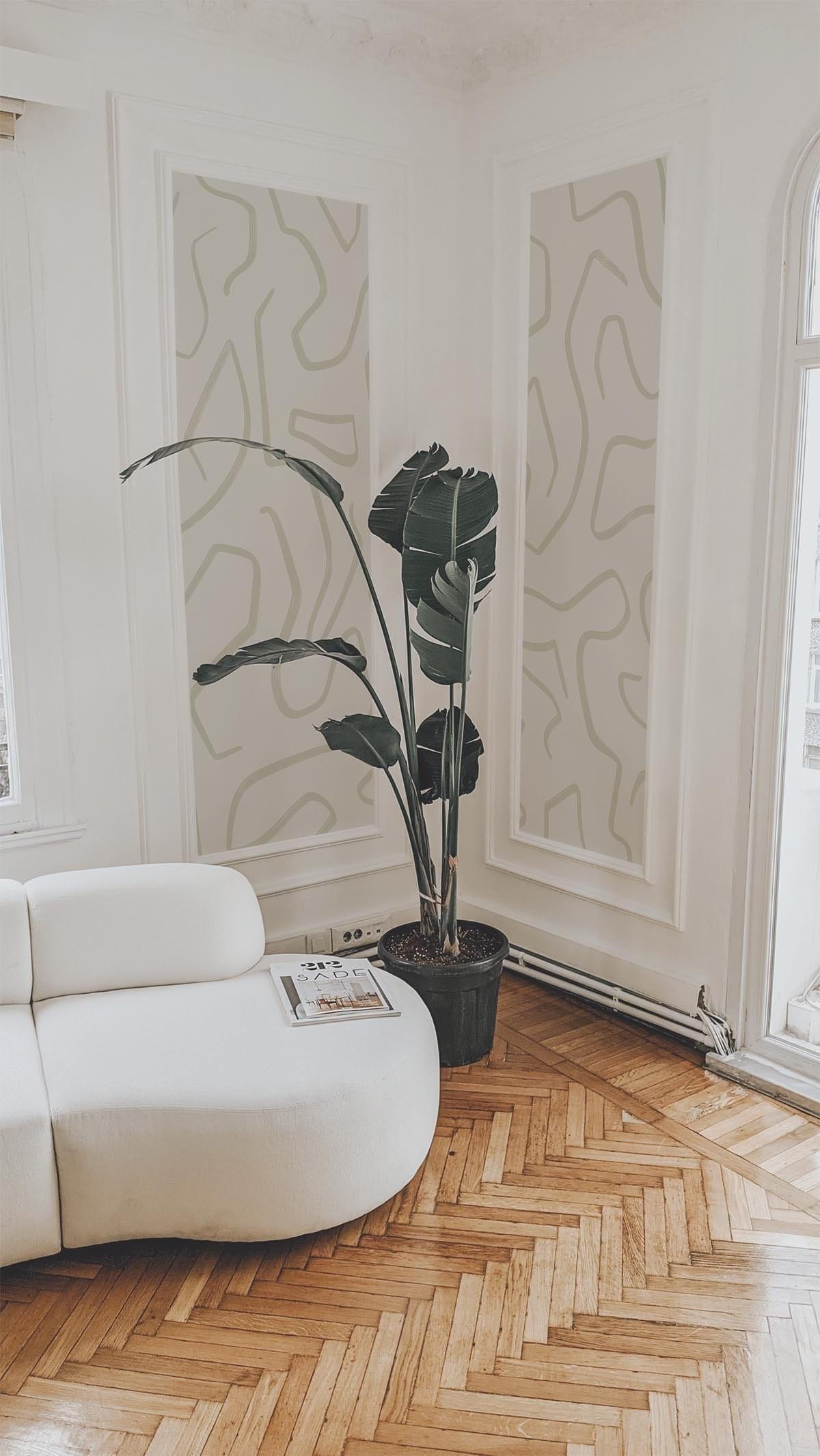 Artistic Lines Pale Beige Wallpaper - Modern Textured Peel and Stick Removable Wallpaper for Home Decor | Perfect for Living Room, Bedroom, and Office Accent Walls