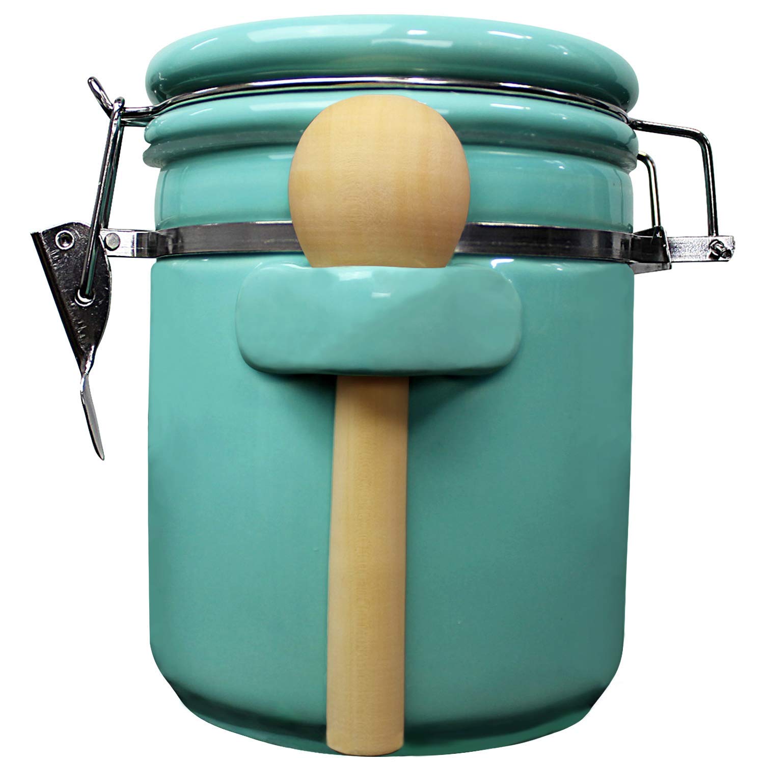 Blue Donuts 33 Oz (975 ML) Ceramic Airtight Food Storage Container with Lid - Pantry Organization, Kitchen Storage for Dry Foods, Coffee, Tea, Sugar & Flour - Turquoise