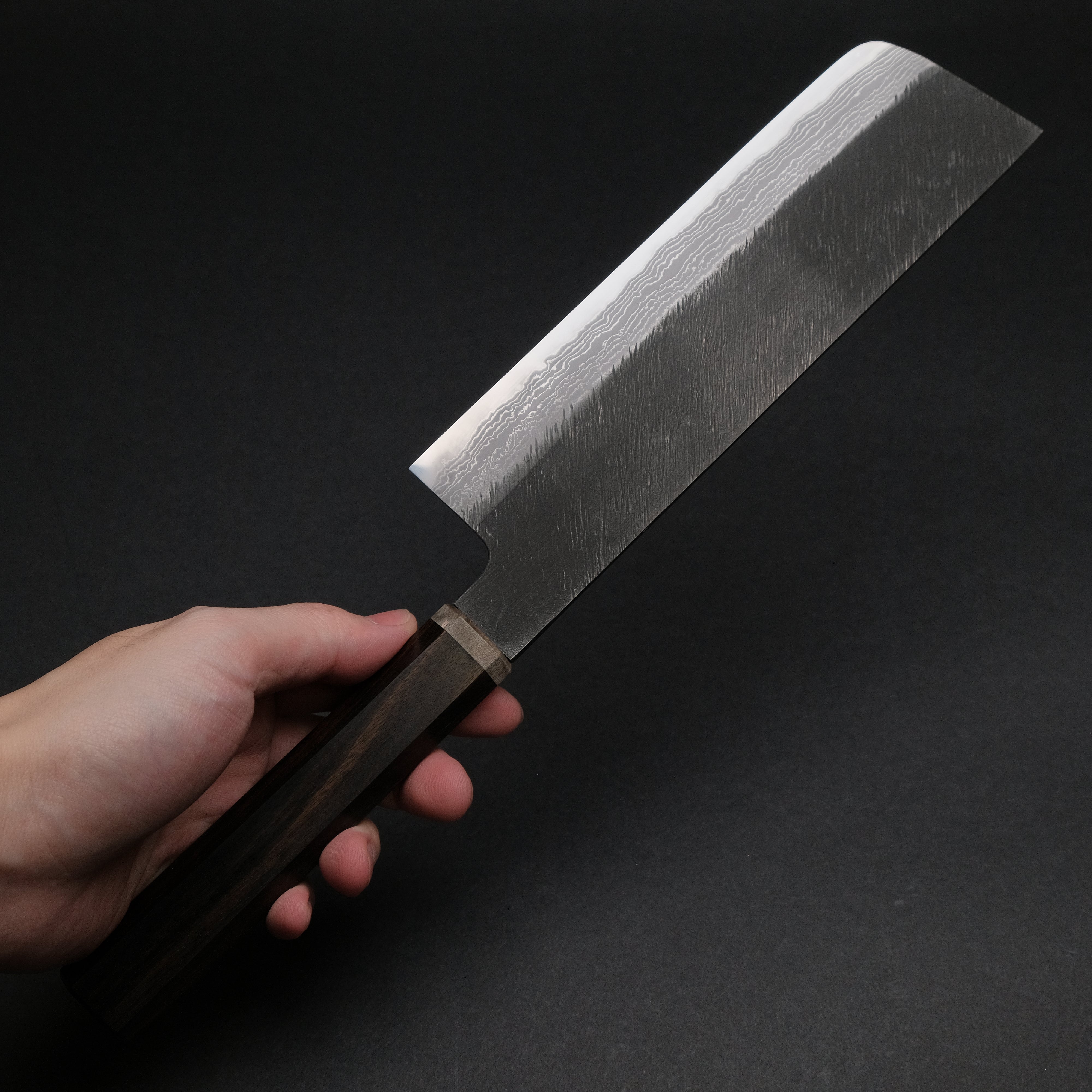 Premium Ajikataya White #2 Matsuba Damascus Nakiri Knife 180mm - Ebony & Stabilized Wood Handle - Japanese Vegetable Chef Knife for Professional Cooking, Slicing, and Chopping - Perfect for Home Chefs and Culinary Enthusiasts