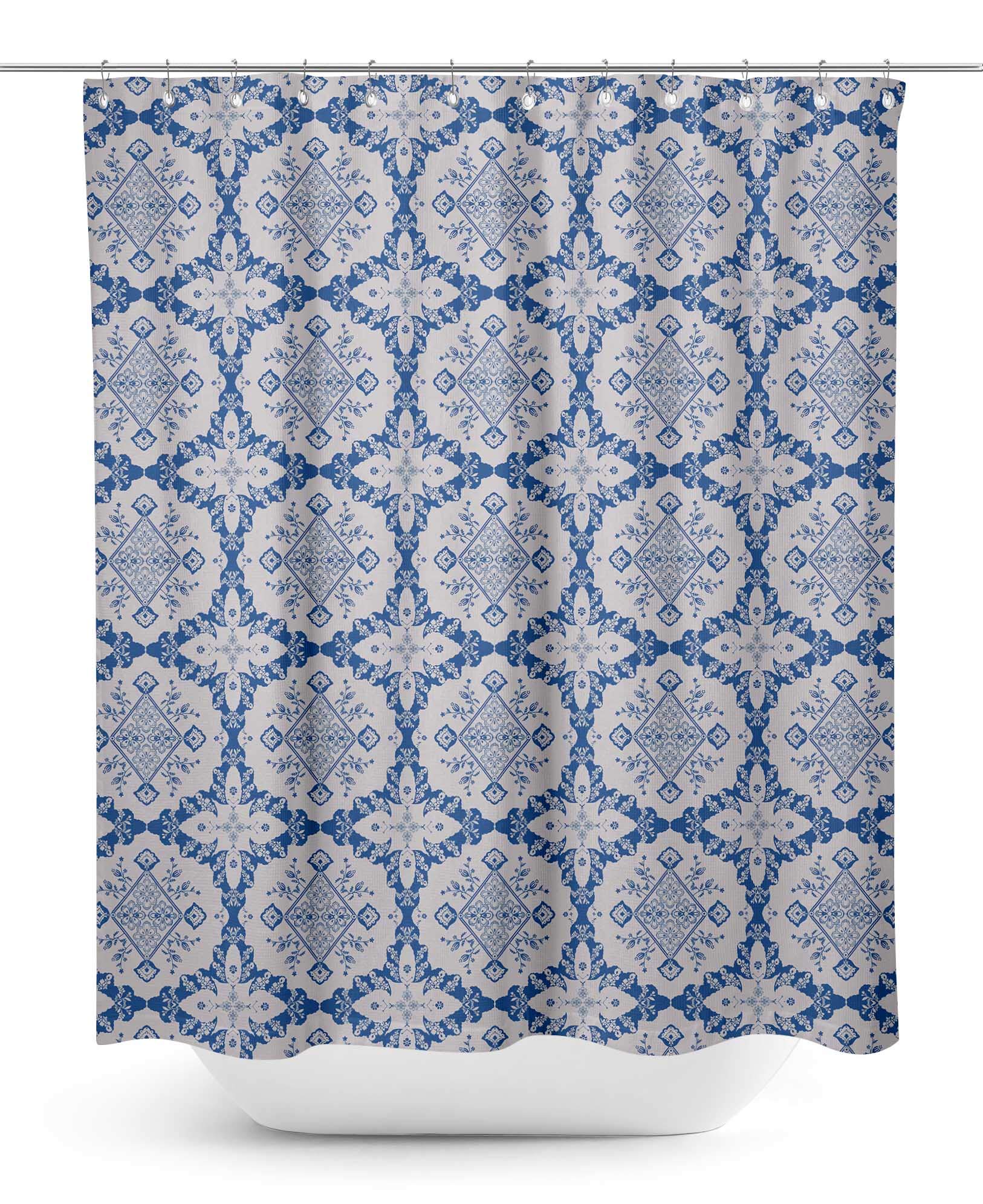 S4Sassy Gray Floral Damask Waterproof Shower Curtain - 60 x 75 Inch Bathroom Decor for Modern & Vintage Style Homes - Perfect for Bathrooms, Guest Rooms, and Dorm Decorations
