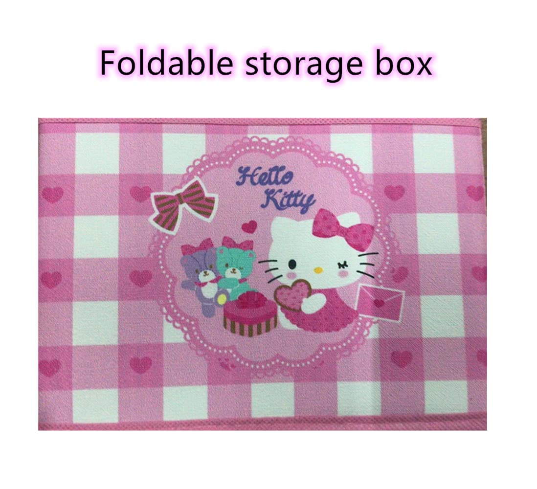 Kerr's Choice Cute Desk Organizer Box for Girls - Kawaii Storage Box with Lid, Foldable Fabric Baskets | Office Desk Accessories, School Supplies, Bedroom Decor for Teens & Kids Room Organization