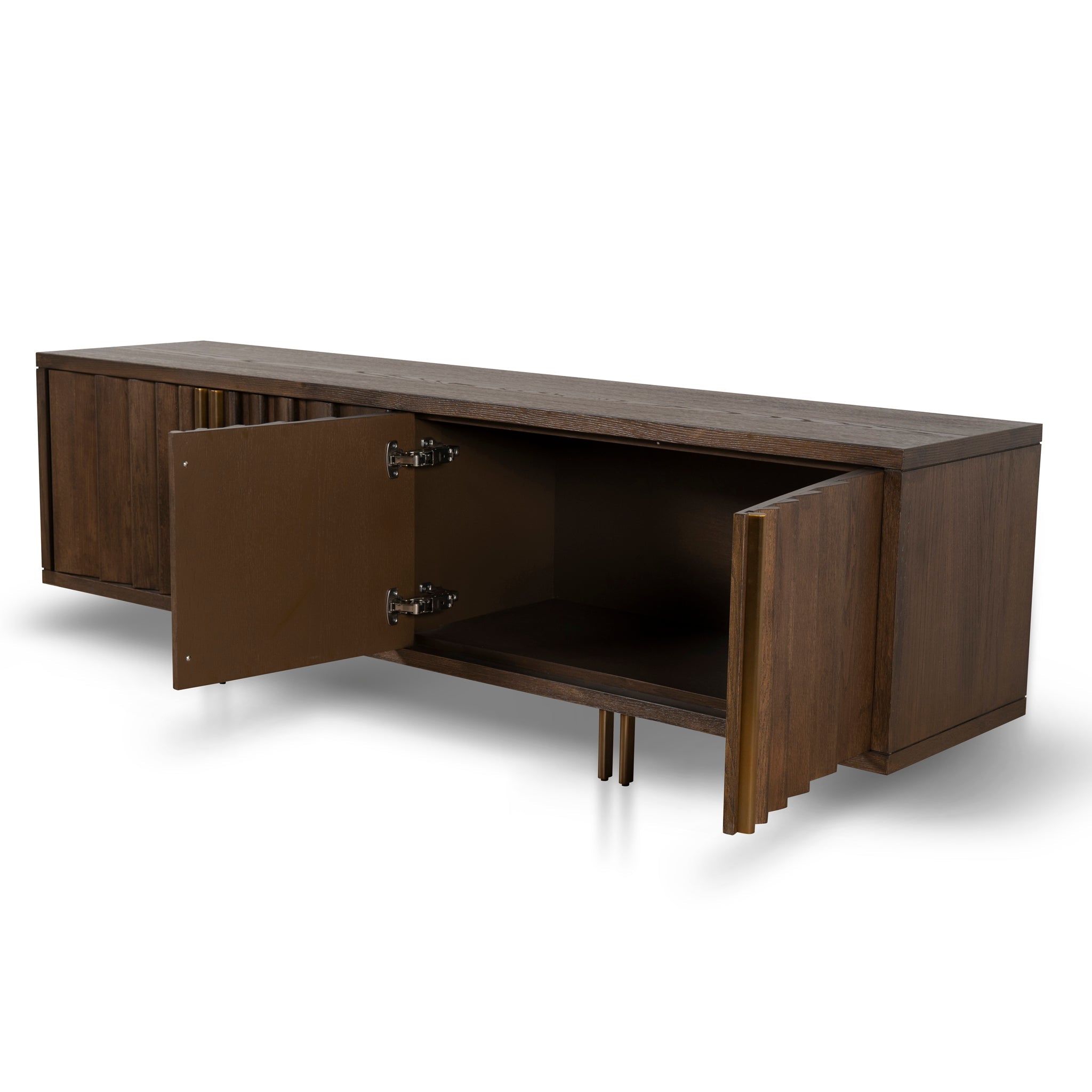 2M TV Stand with Storage - Caramel Oak Finish - Modern Entertainment Center for Living Room, Bedroom & Home Theater