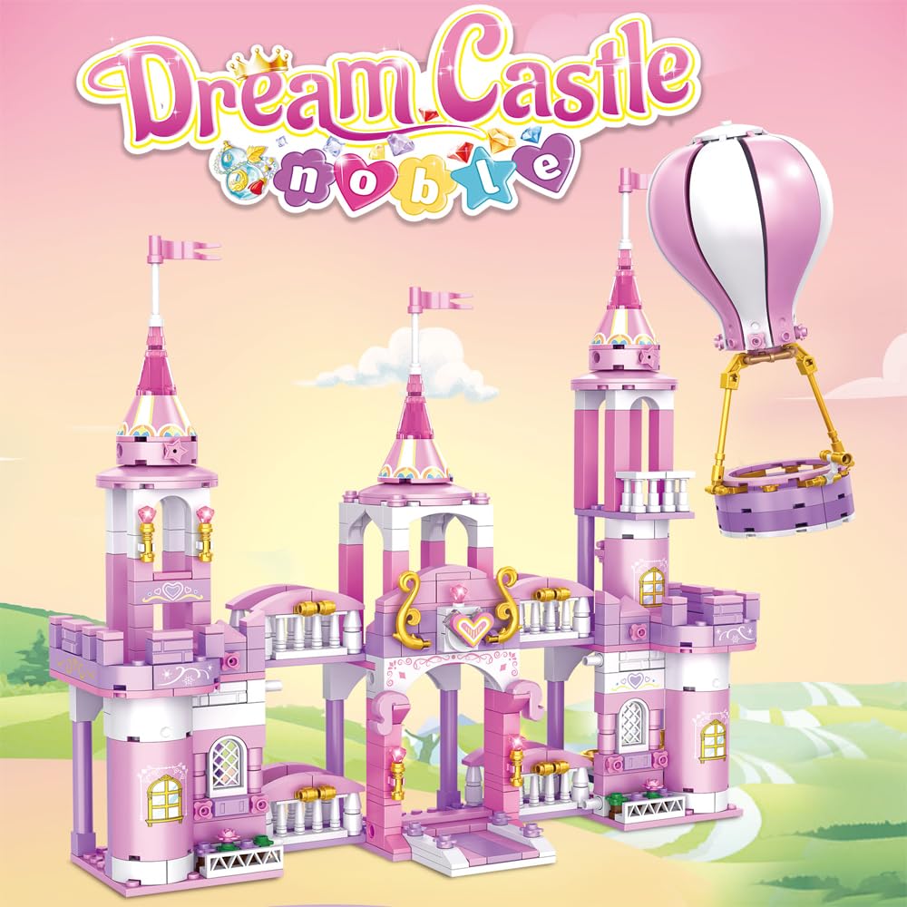 **Princess Castle Building Blocks Set - 541 Pieces with Hot Air Balloon, Creative Construction Toy for Girls Ages 6-12 | Perfect for Birthday, Christmas Gifts & Imaginative Play**