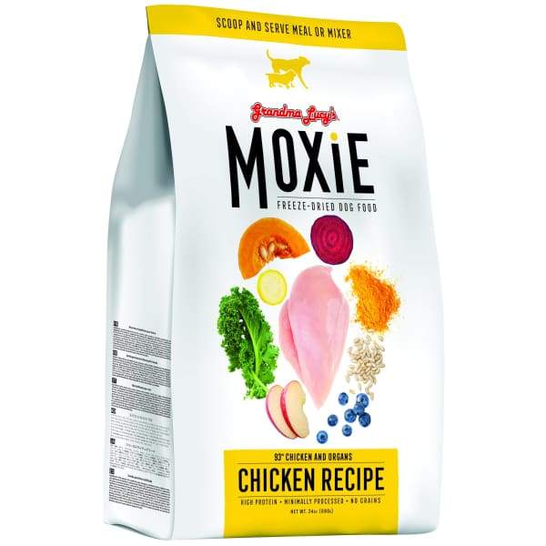 Grandma Lucy's Moxie Chicken Recipe Grain-Free Freeze-Dried Dog Food - 8oz | All-Natural, High-Protein Kibble Alternative for Small & Large Dogs | Perfect for Travel, Training & Everyday Meals